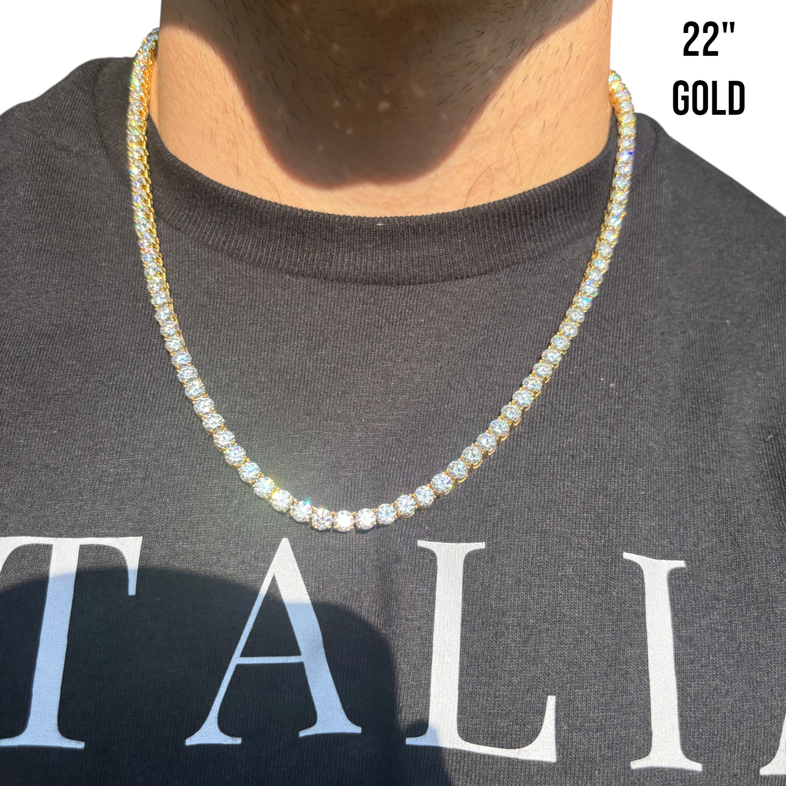 925 Sterling Silver 5mm Tennis Chain Necklace - CZ Or Moissanite