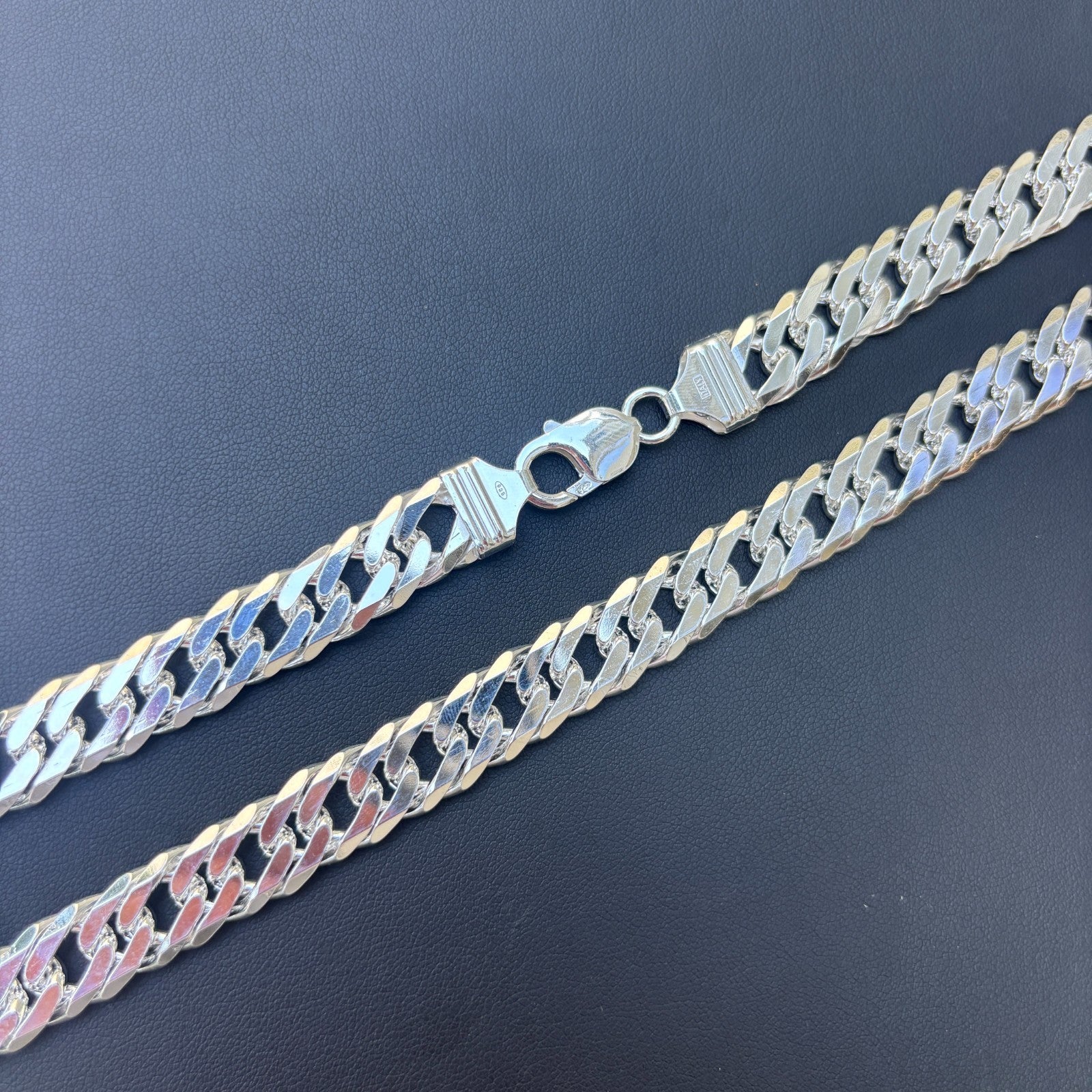 925 Sterling Silver 12mm Double Curb Chain Necklace