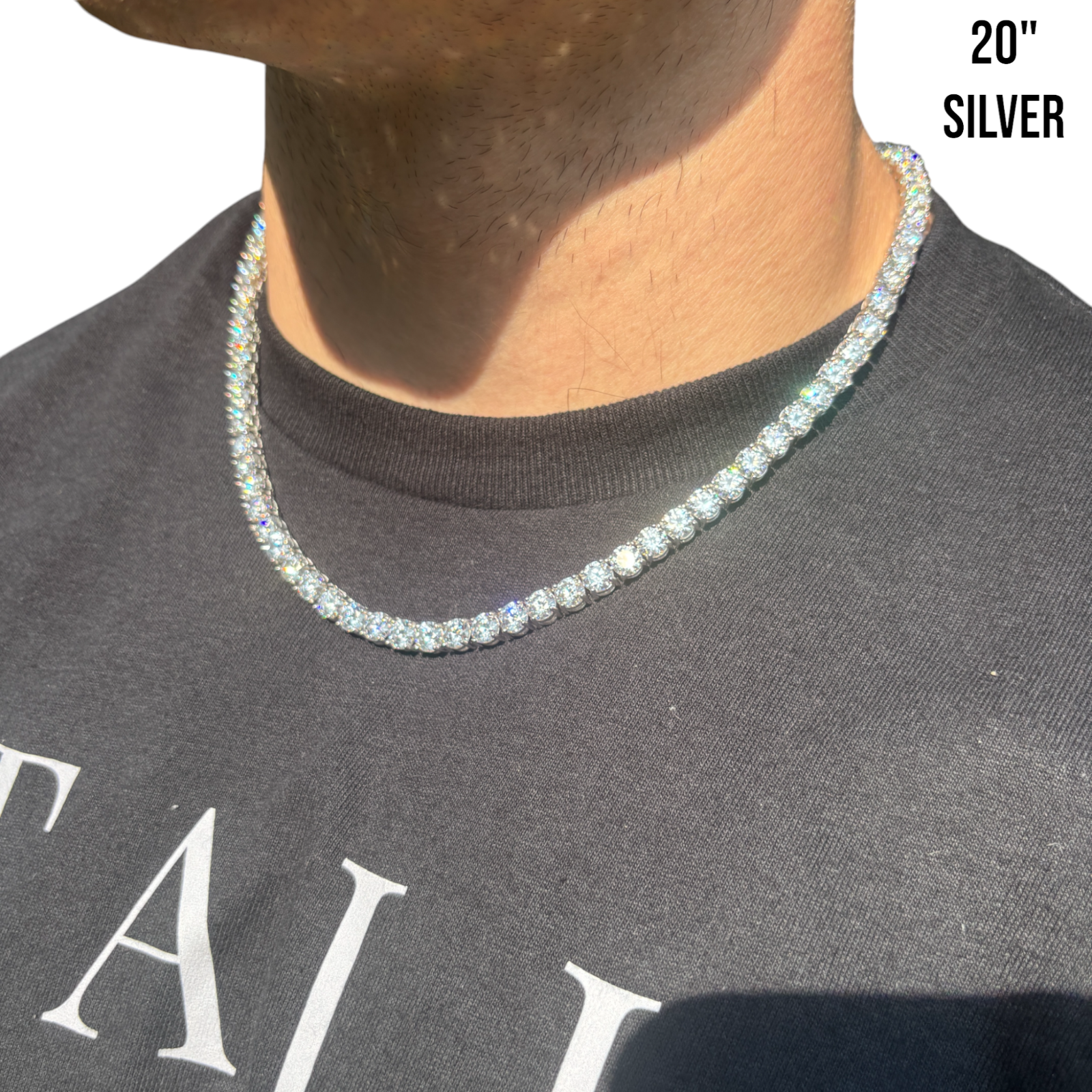 925 Sterling Silver 6mm Tennis Chain Necklace - CZ Or Moissanite