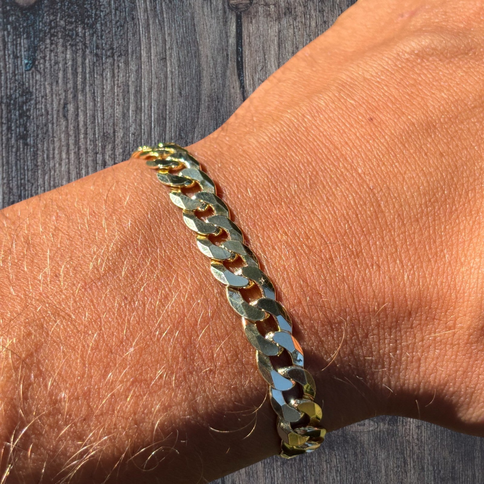 925 Sterling Silver 8mm Flat Curb Bracelet