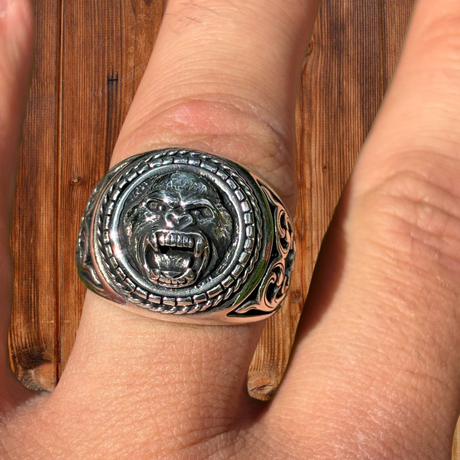 925 Sterling Silver Gorilla Ring