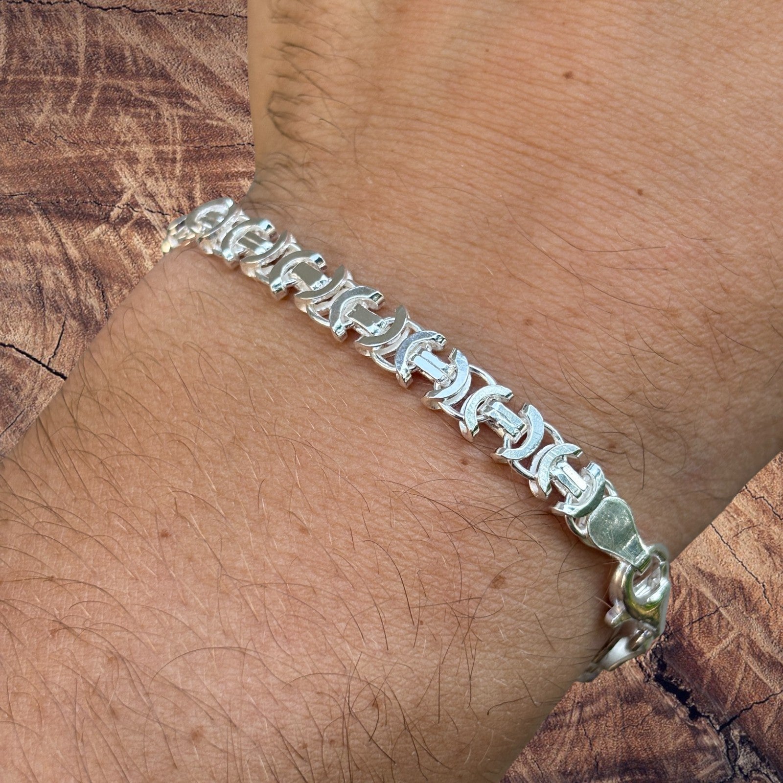 925 Sterling Silver 6mm Flat Byzantine Bracelet