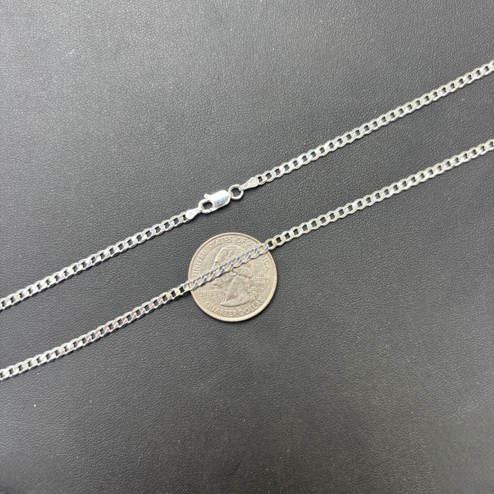 925 Sterling Silver 3mm Curb Chain Necklace