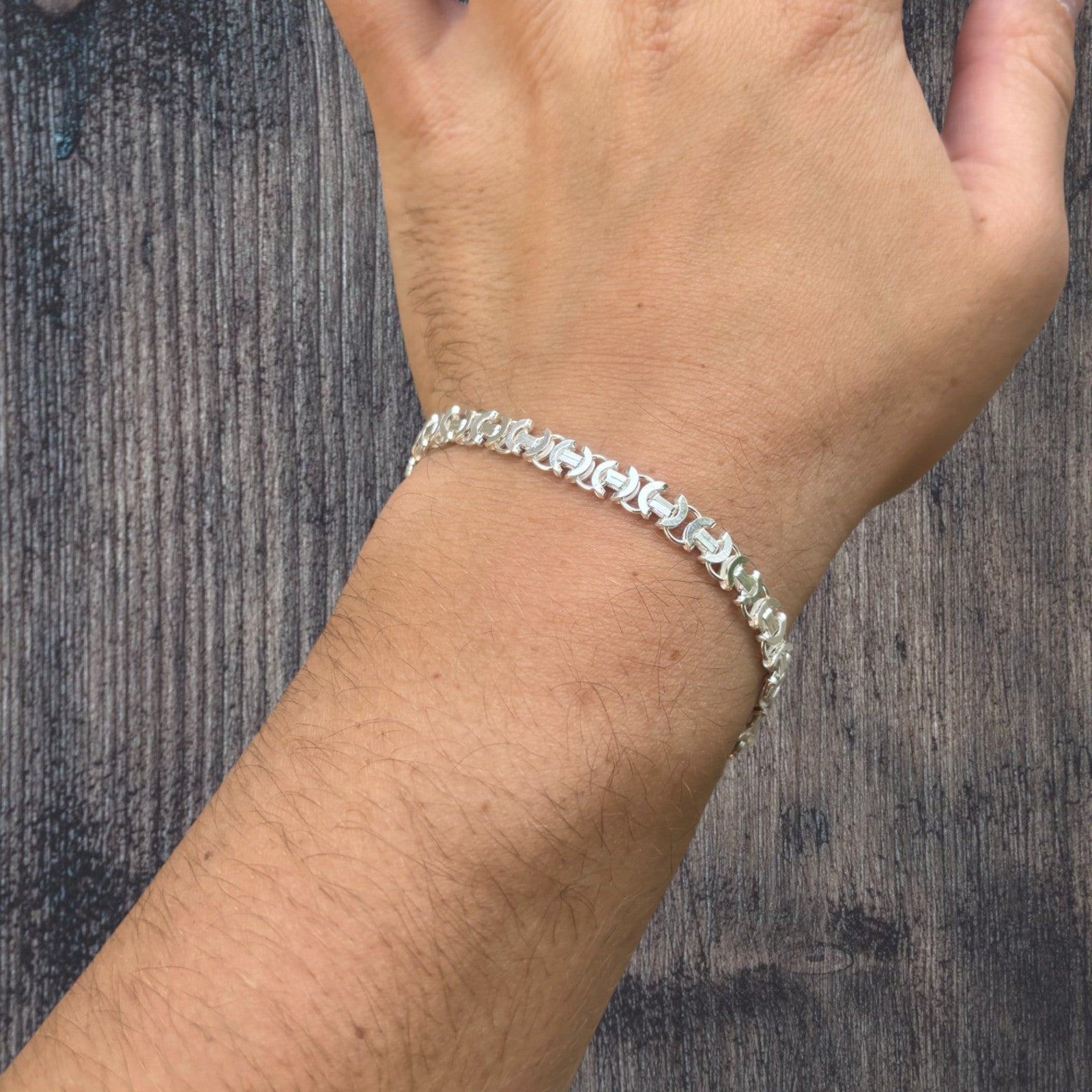 925 Sterling Silver 5mm Flat Byzantine Bracelet