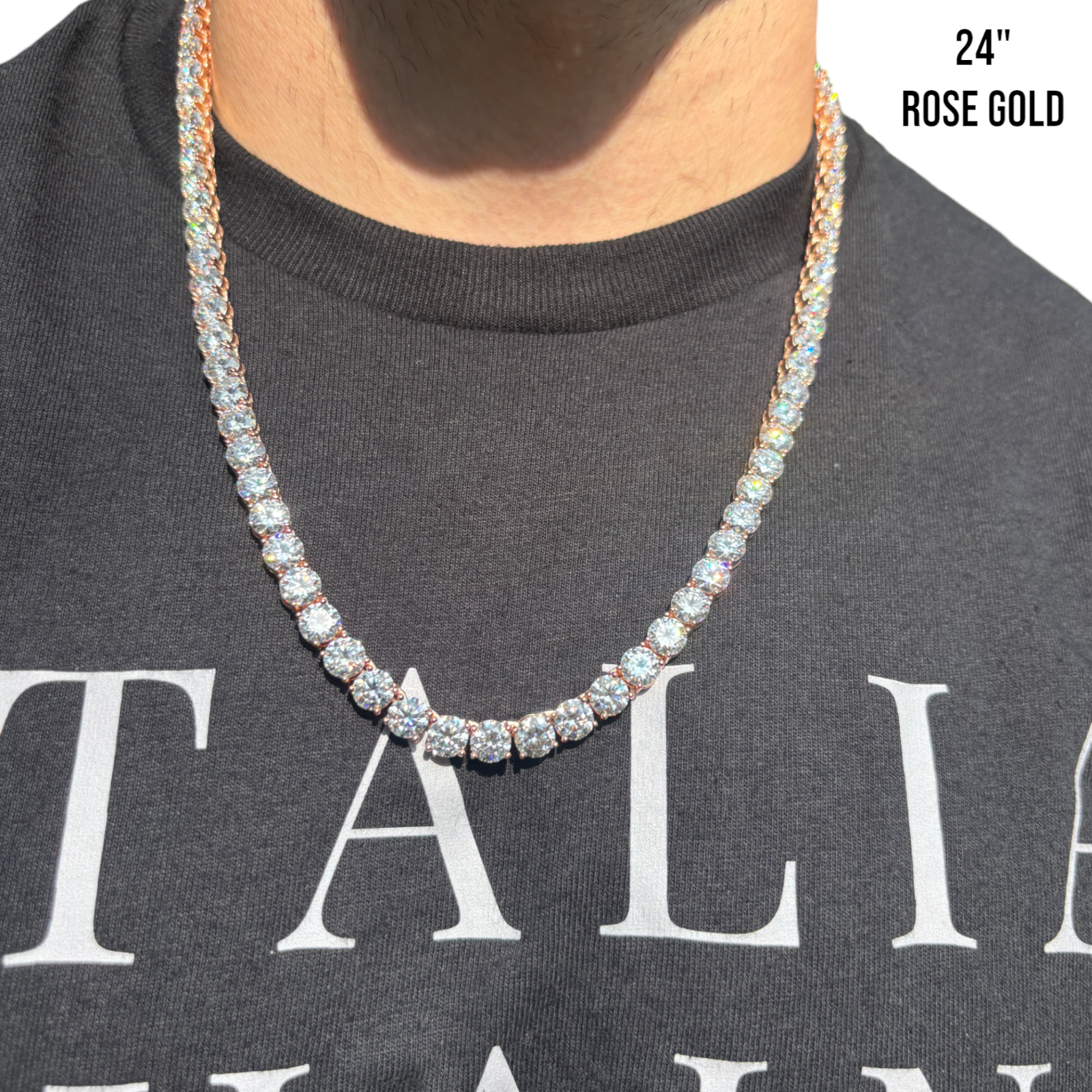 925 Sterling Silver 7mm Tennis Chain Necklace - CZ Or Moissanite