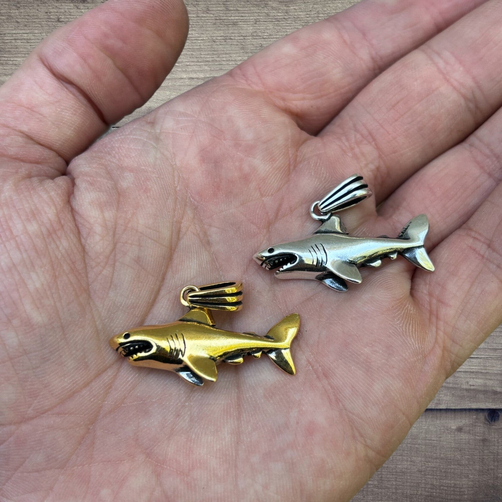 925 Sterling Silver Great White Shark Pendant