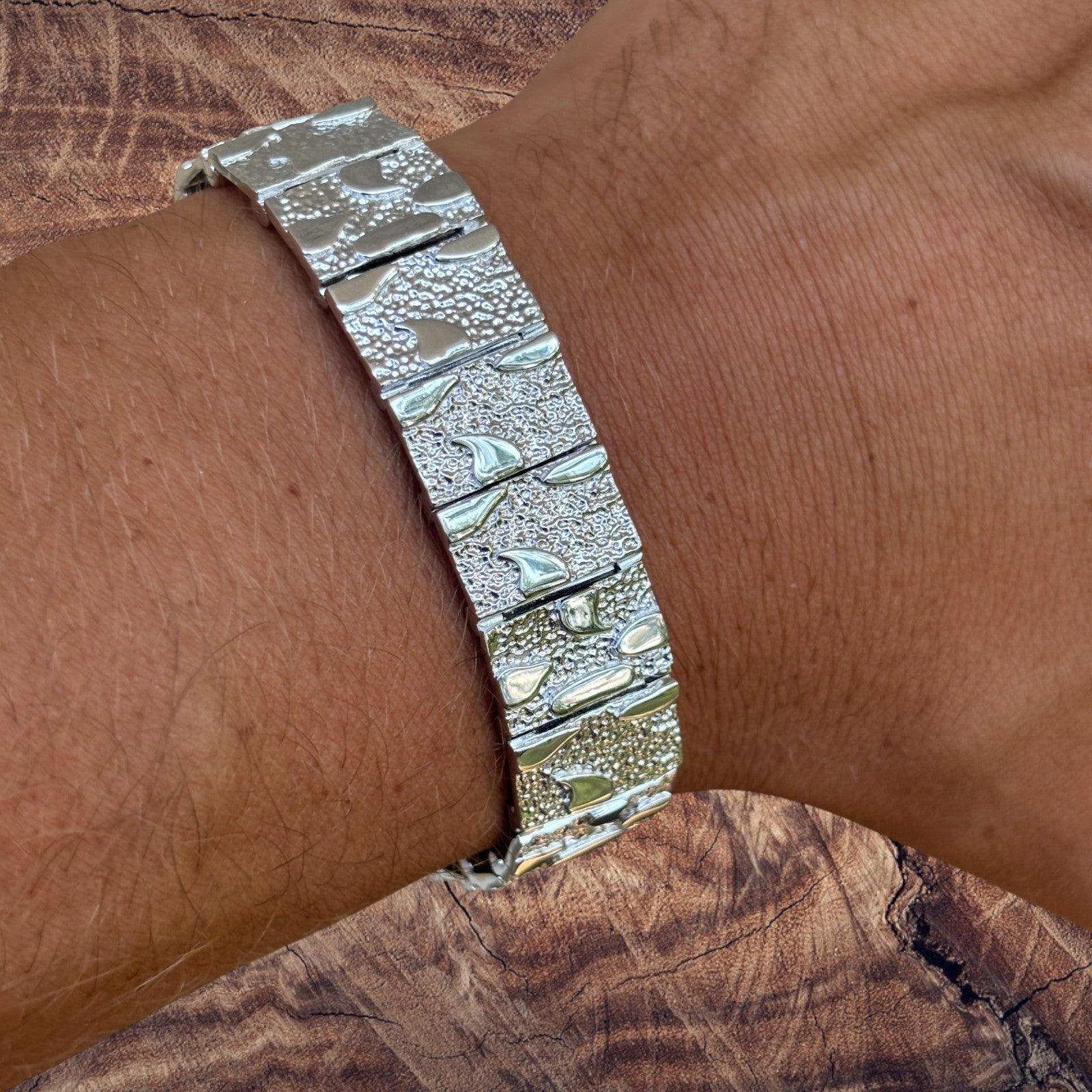 925 Sterling Silver 16mm Custom Nugget Link Bracelet