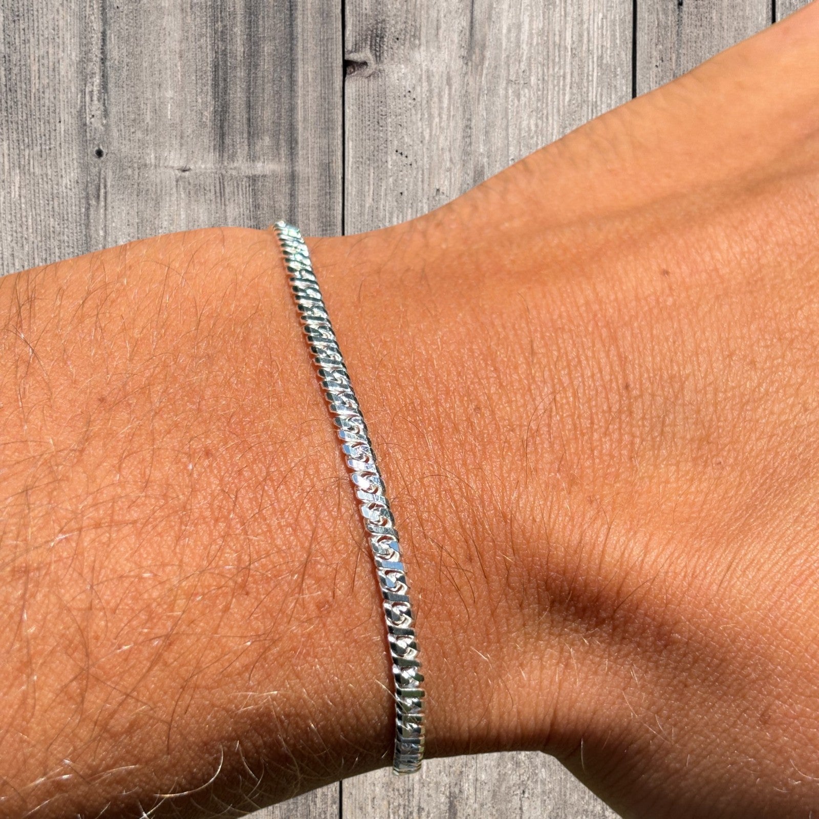 925 Sterling Silver 2.5mm Dollar Link Bracelet