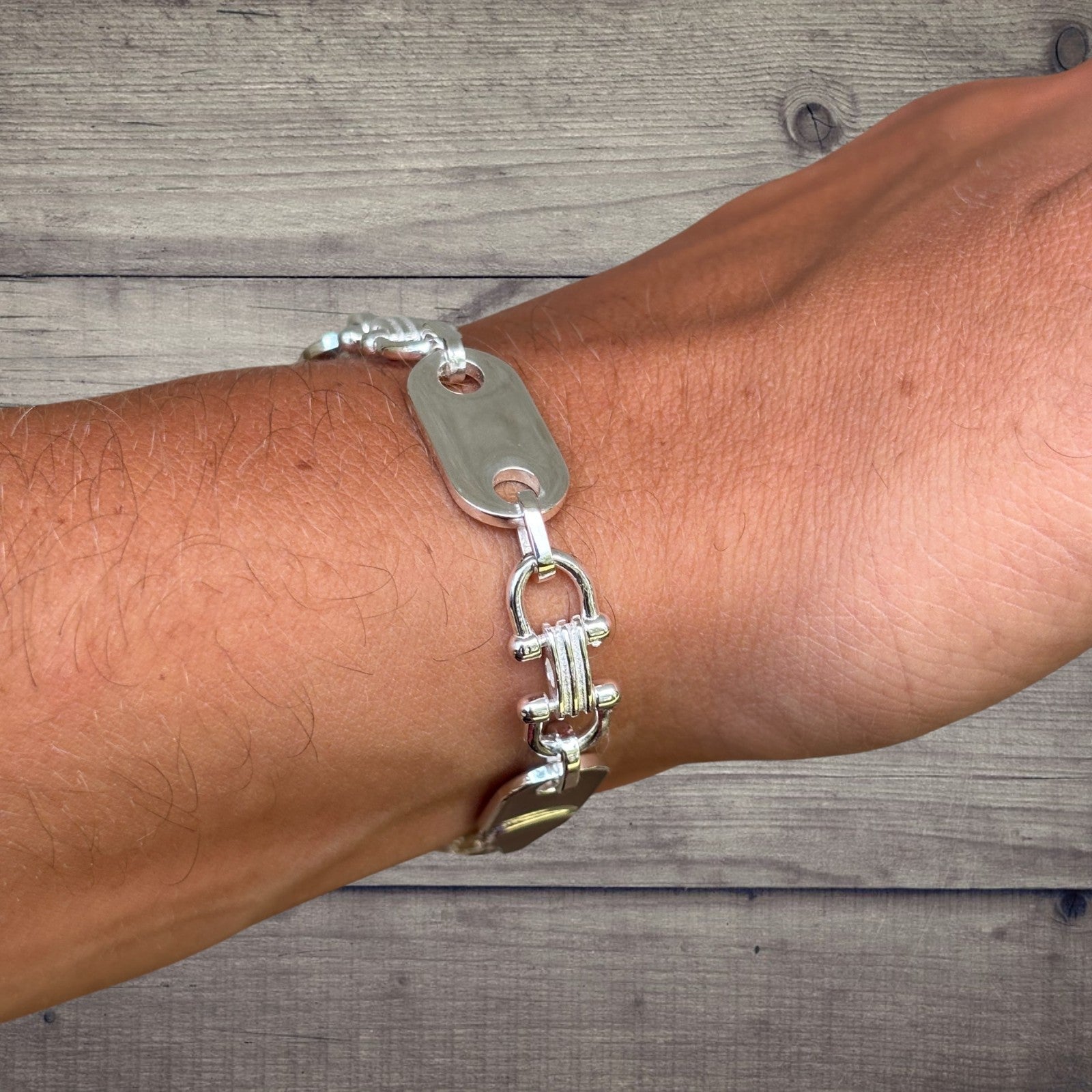 925 Sterling Silver 10mm Custom Ferragamo Link Bracelet