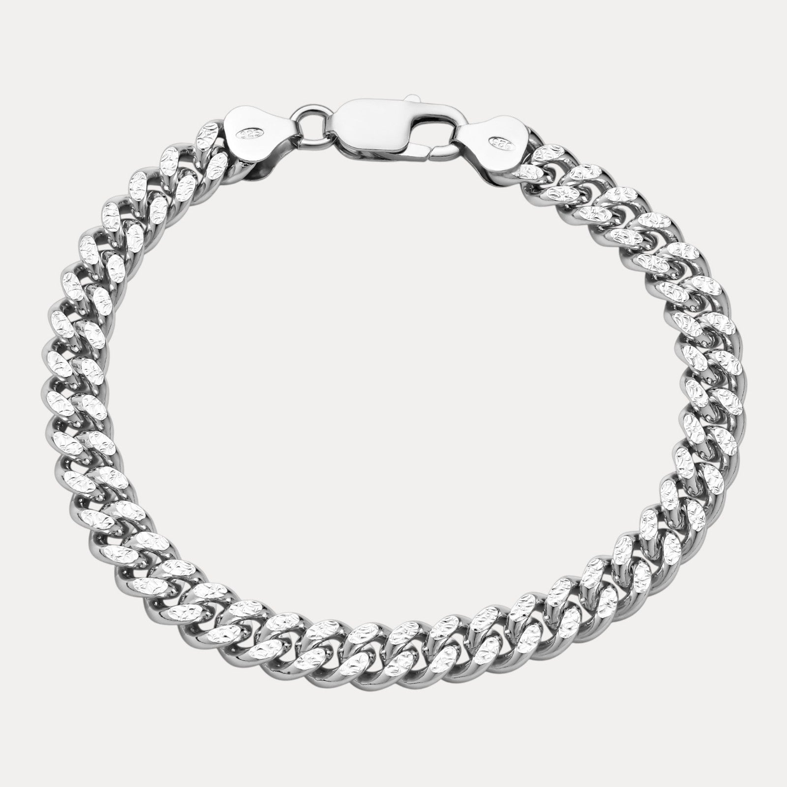 925 Sterling Silver 7mm Diamond Cut Miami Cuban Bracelet