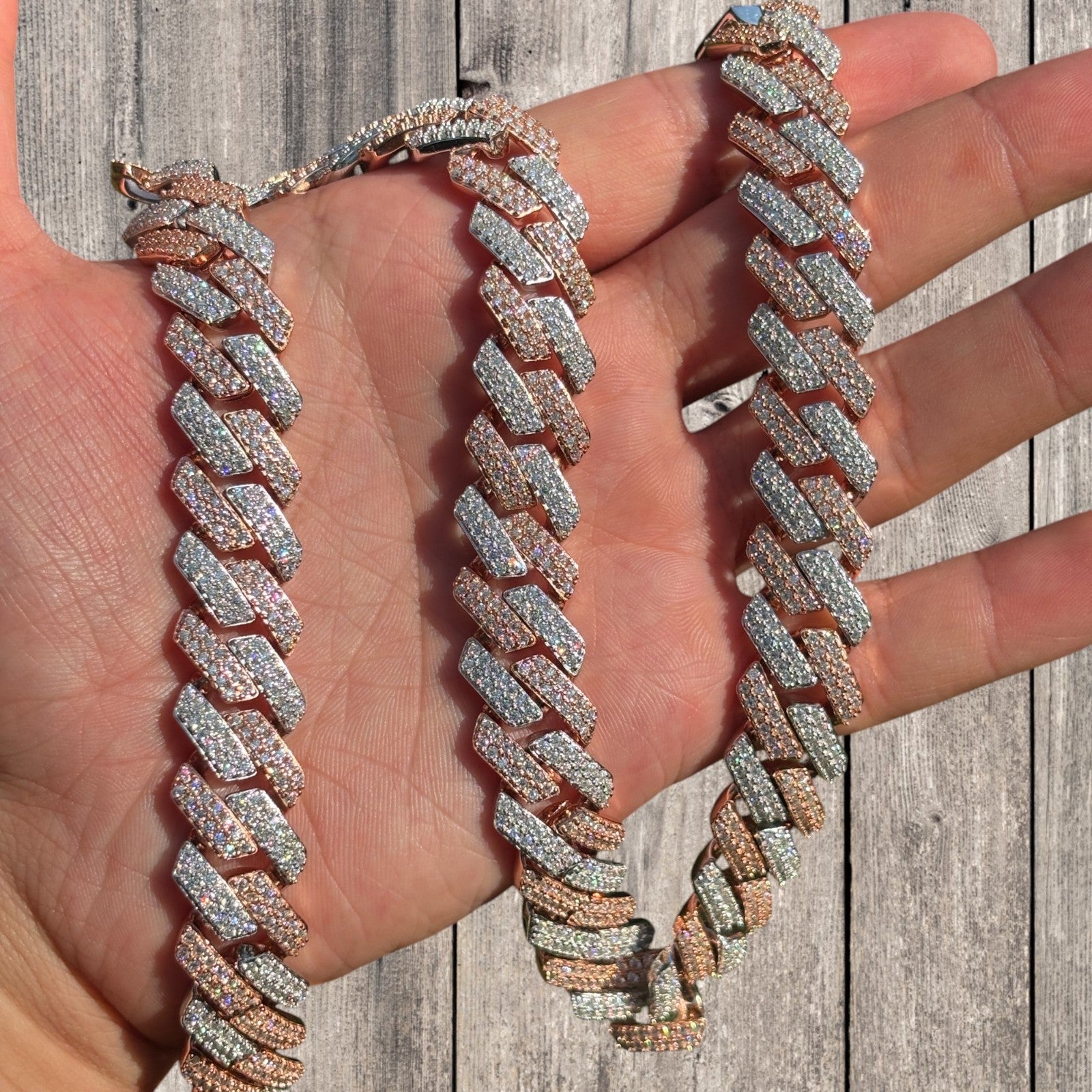 925 Sterling Silver 16mm Moissanite Miami Cuban Prong Chain Necklace