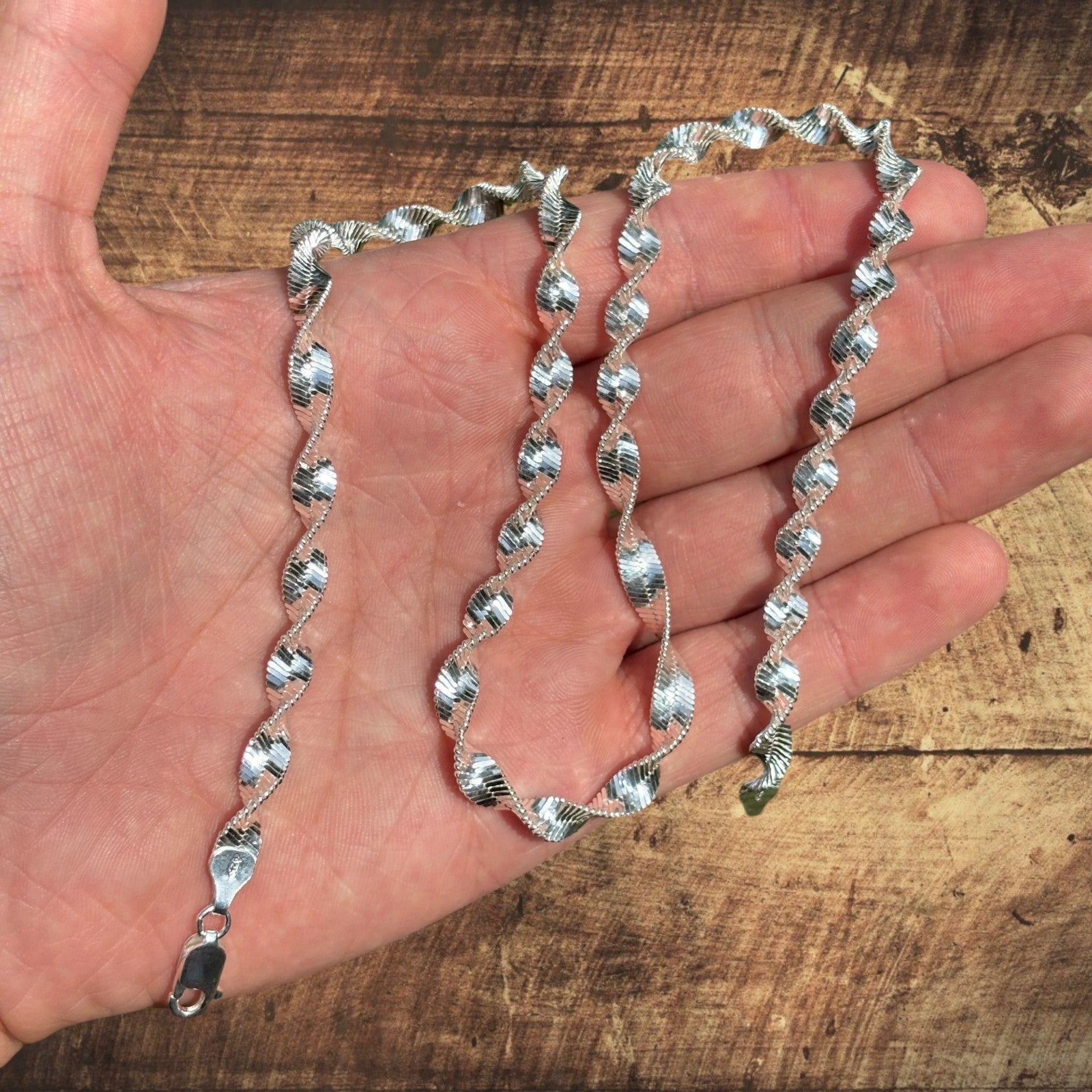 925 Sterling Silver 6mm Singapore Chain Necklace