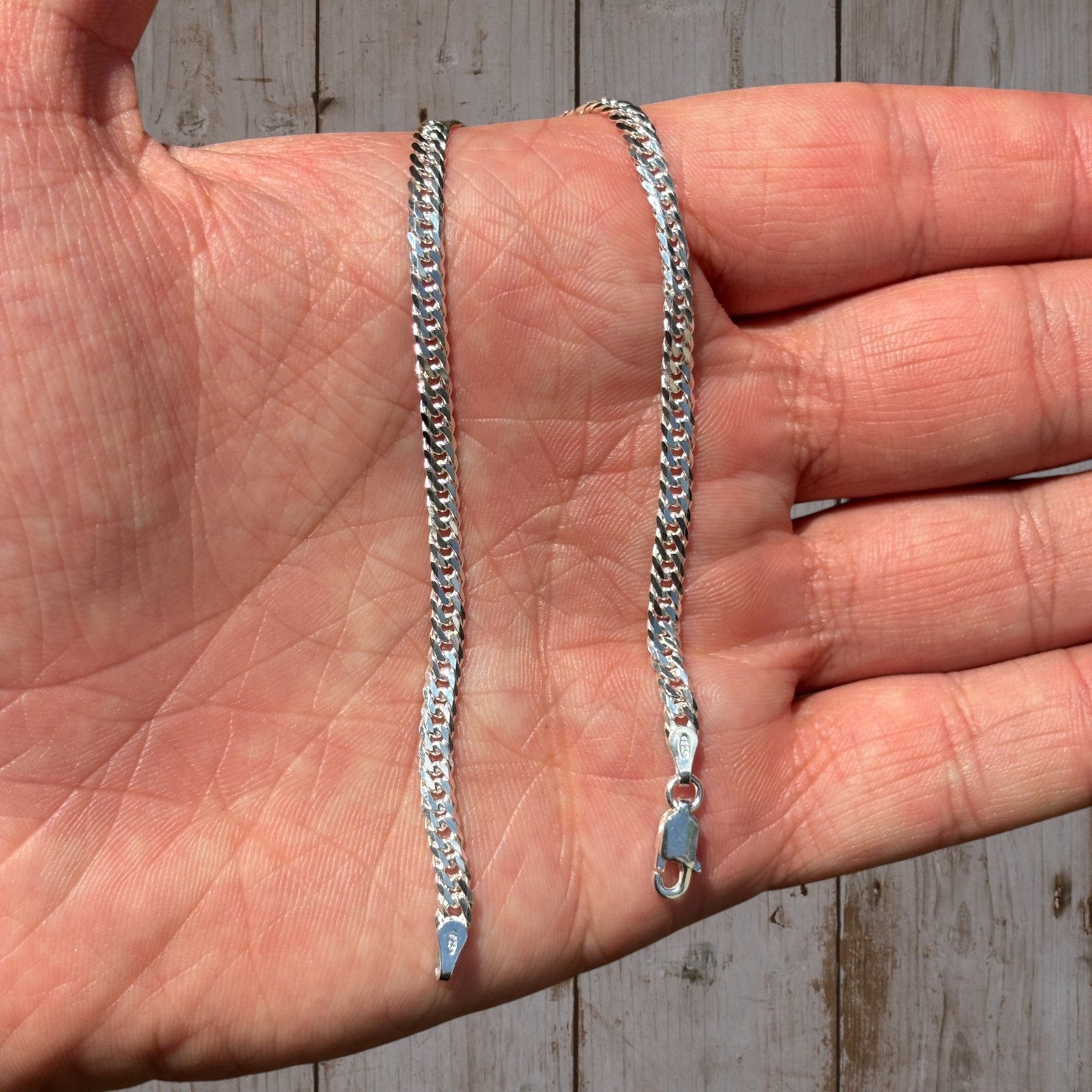 925 Sterling Silver 3.5mm Double Curb Bracelet