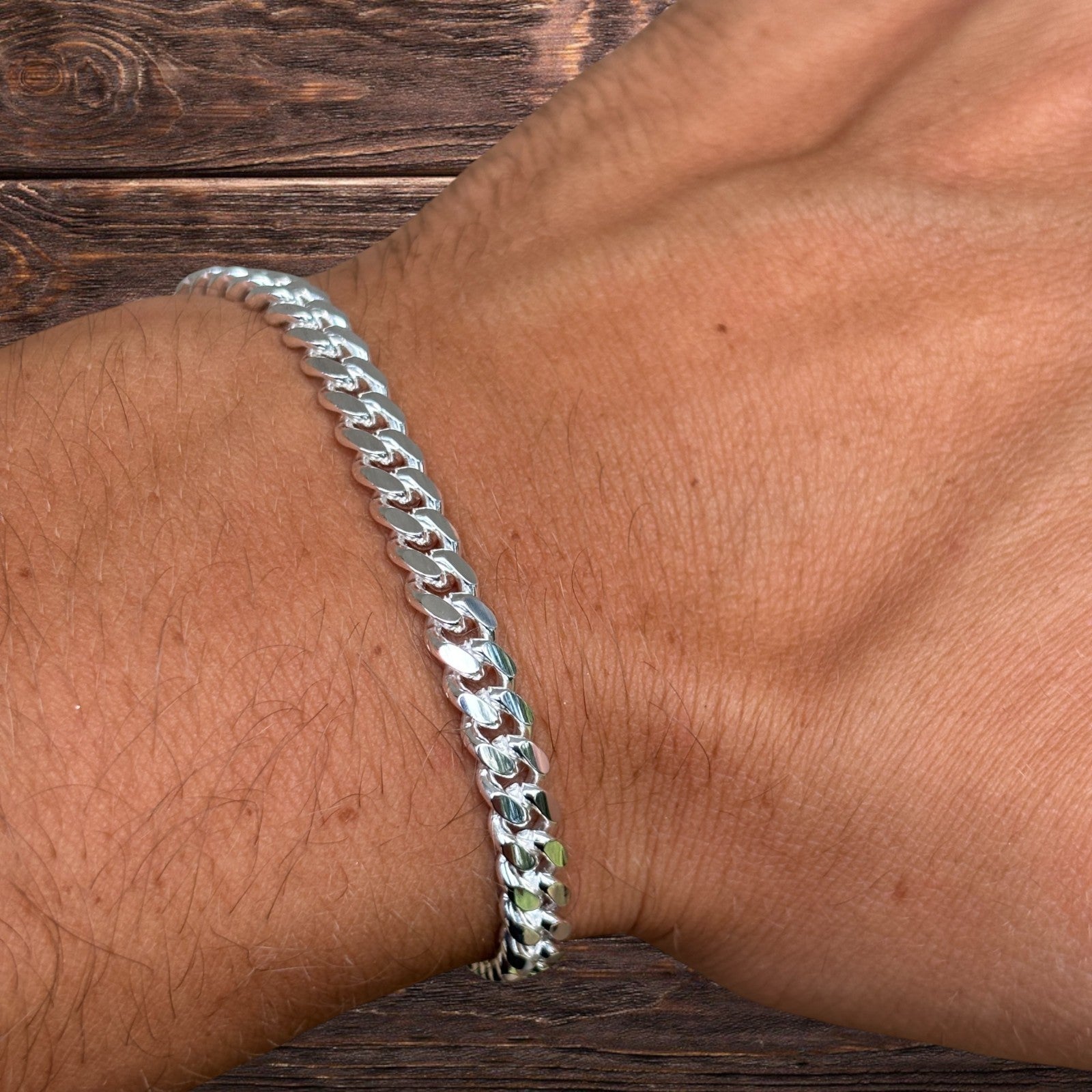 925 Sterling Silver 5mm Miami Cuban W. Box Clasp Bracelet