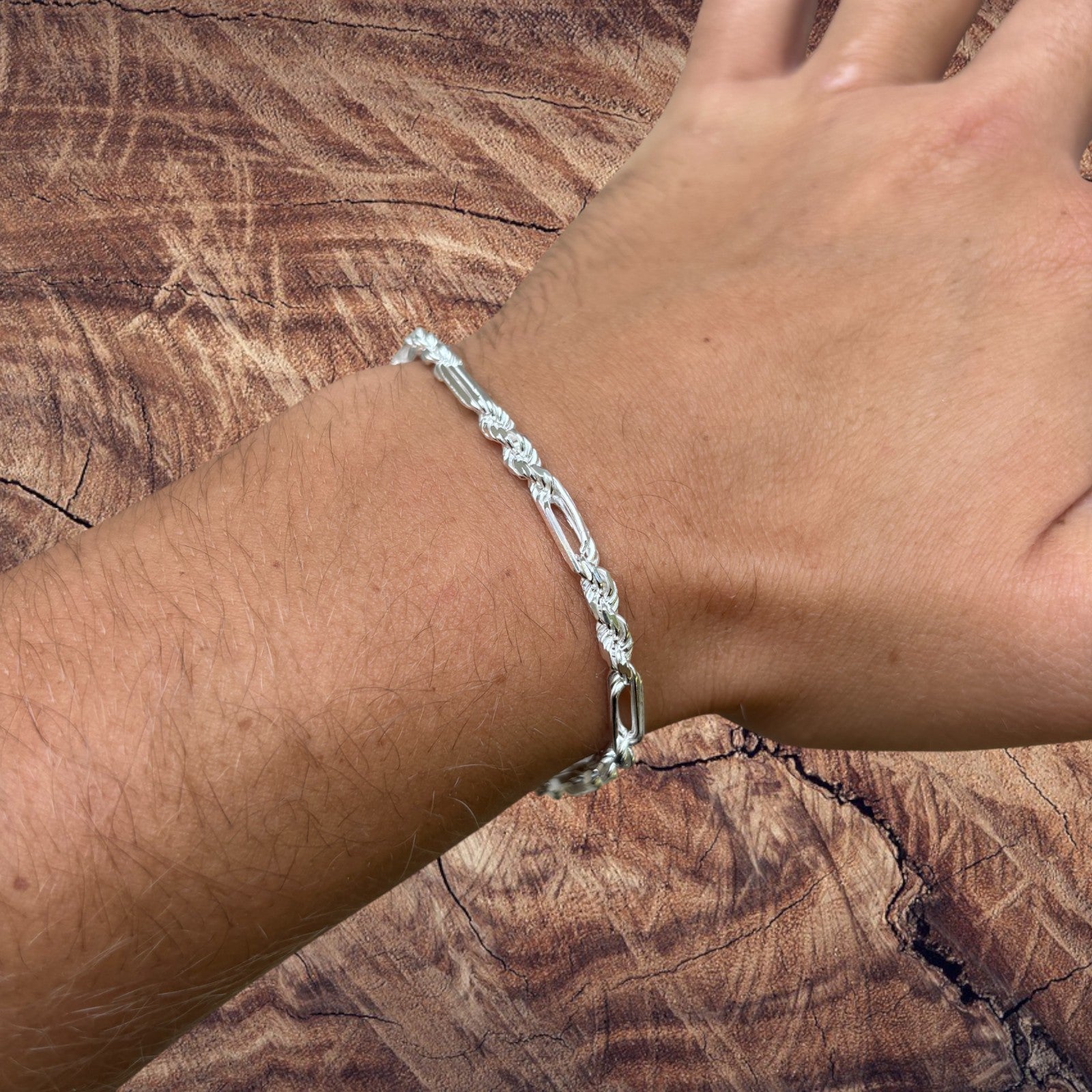 925 Sterling Silver 4mm Figarope Milano Bracelet