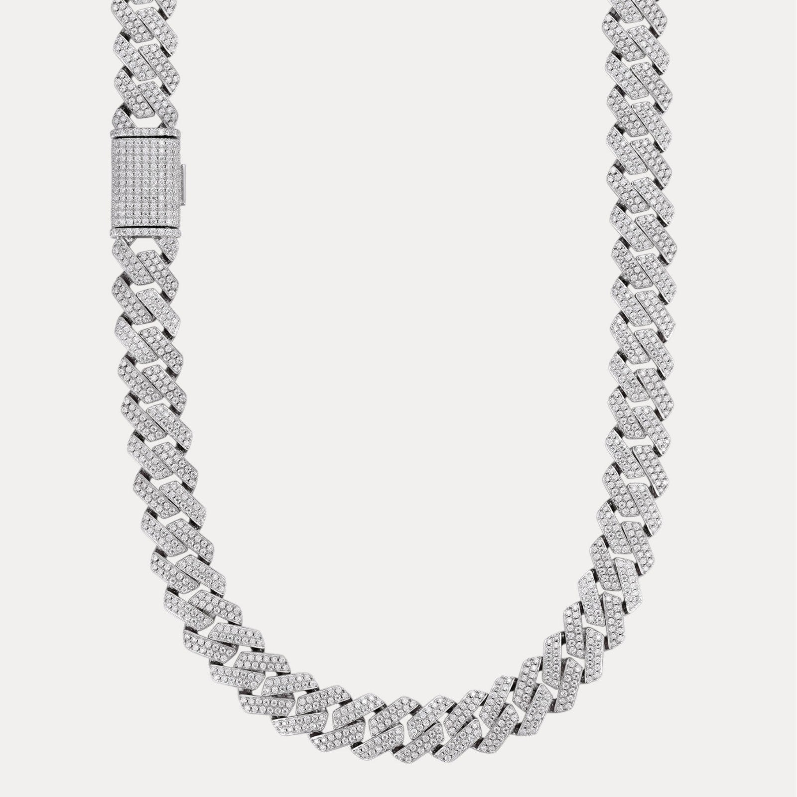 925 Sterling Silver 16mm Moissanite Miami Cuban Prong Chain Necklace