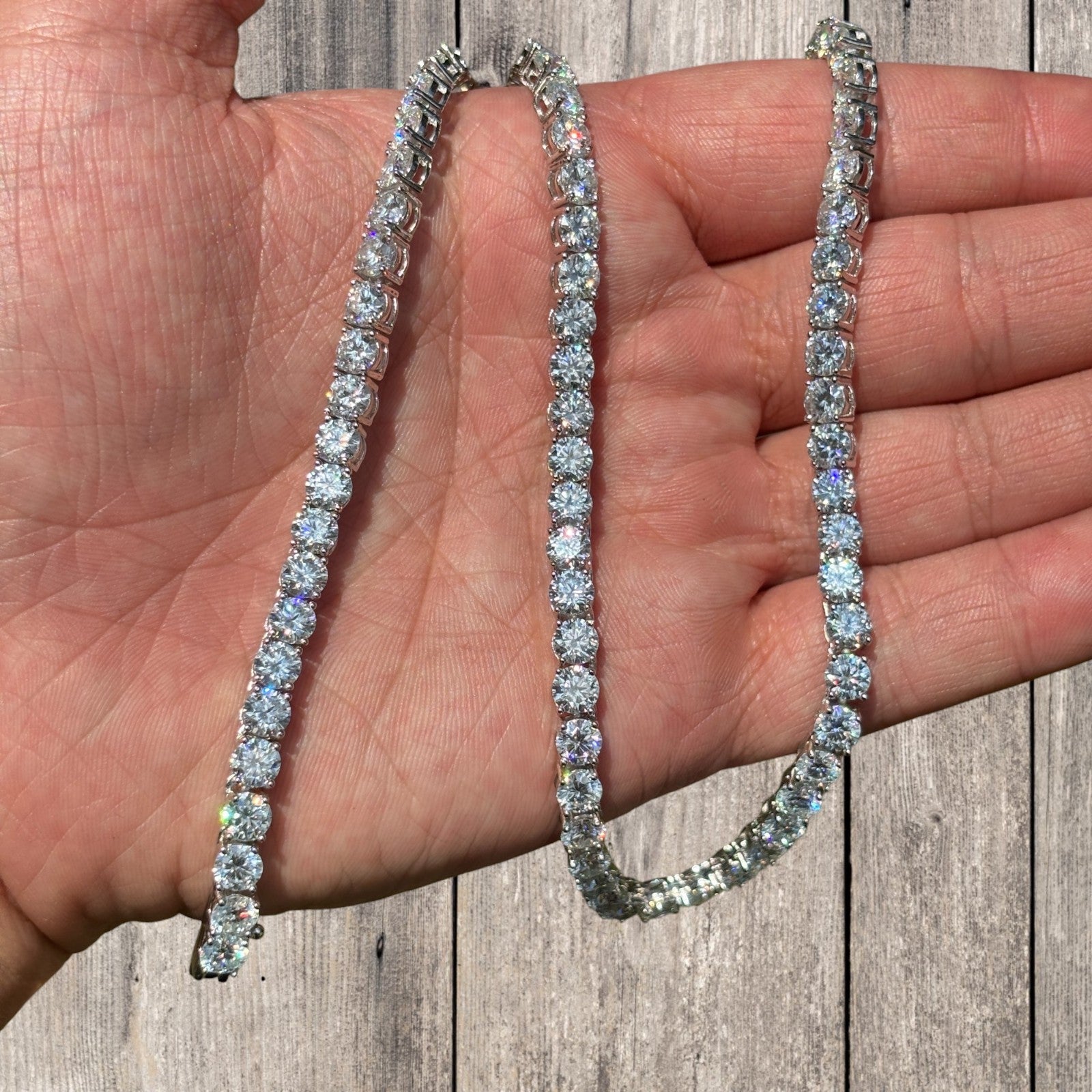 925 Sterling Silver 5mm Tennis Chain Necklace - CZ Or Moissanite