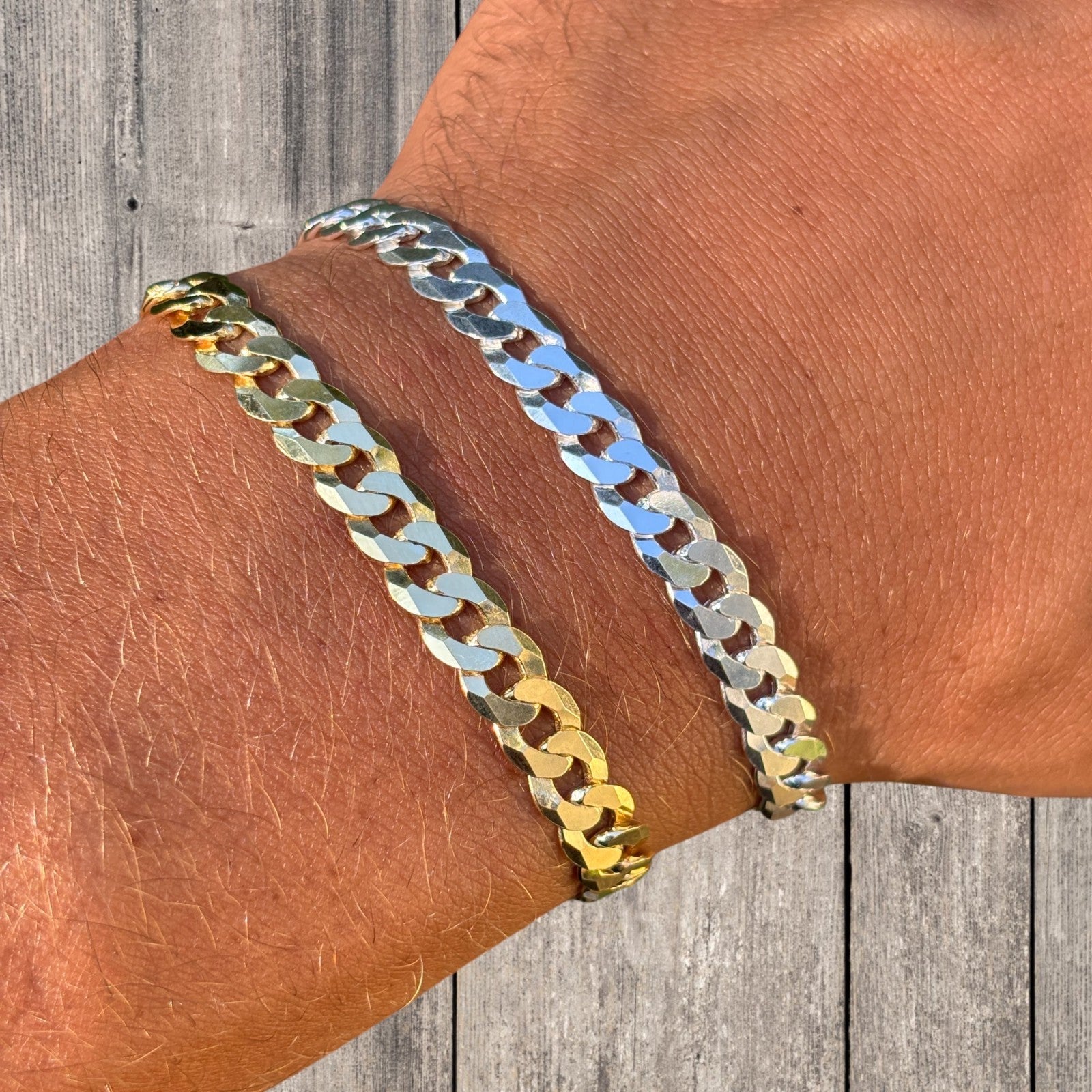 925 Sterling Silver 7mm Flat Curb Bracelet