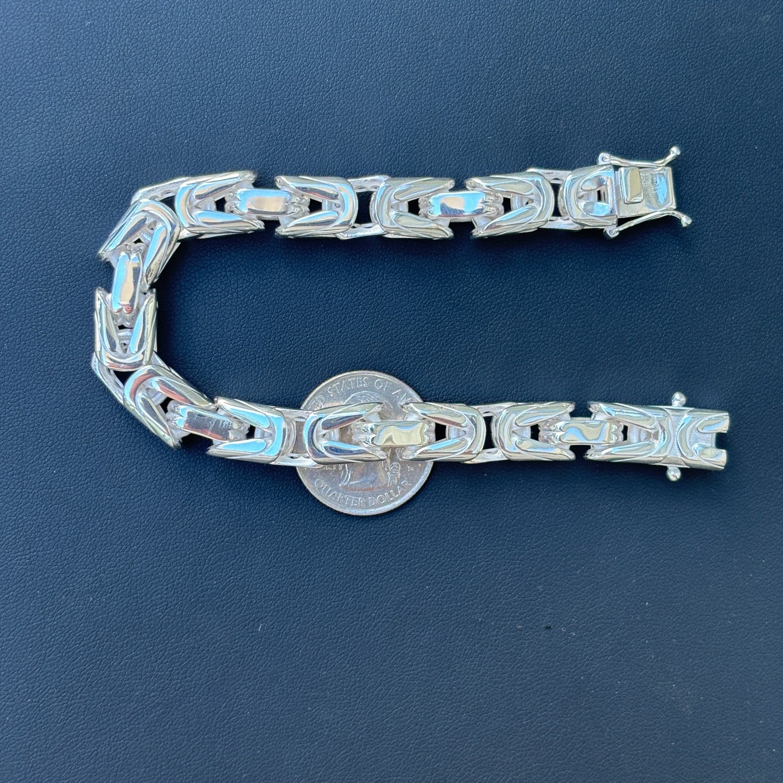 925 Sterling Silver 10mm Byzantine W. Box Clasp Bracelet