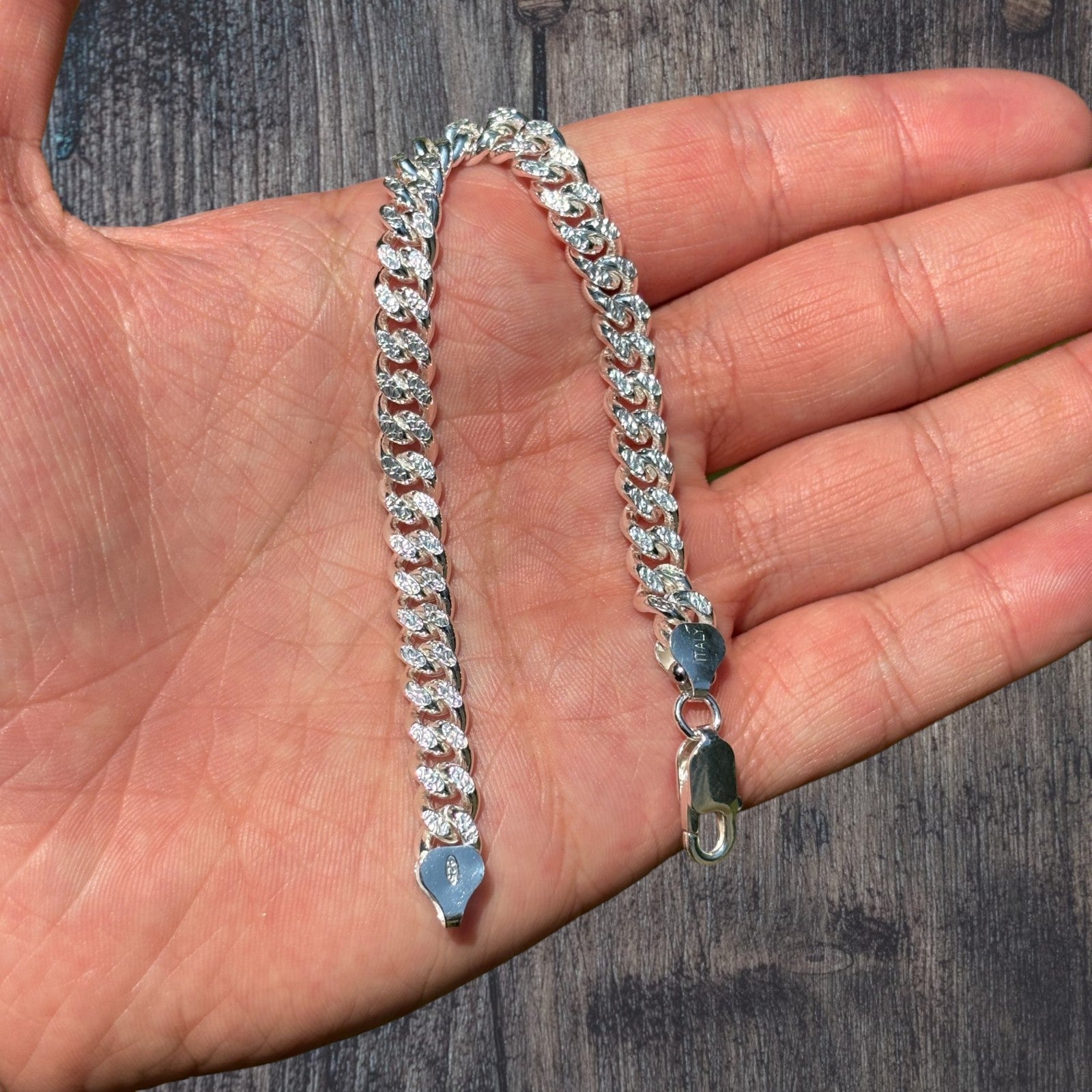 925 Sterling Silver 7mm Diamond Cut Miami Cuban Bracelet