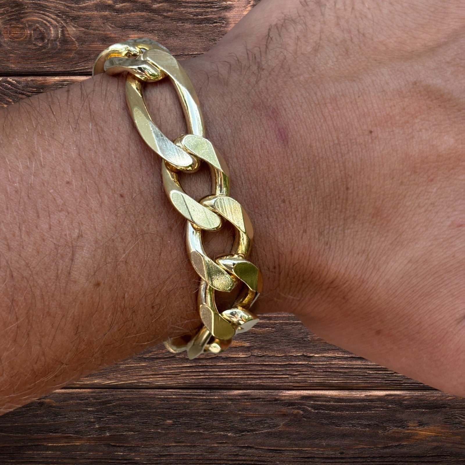 925 Sterling Silver 15mm Figaro Bracelet