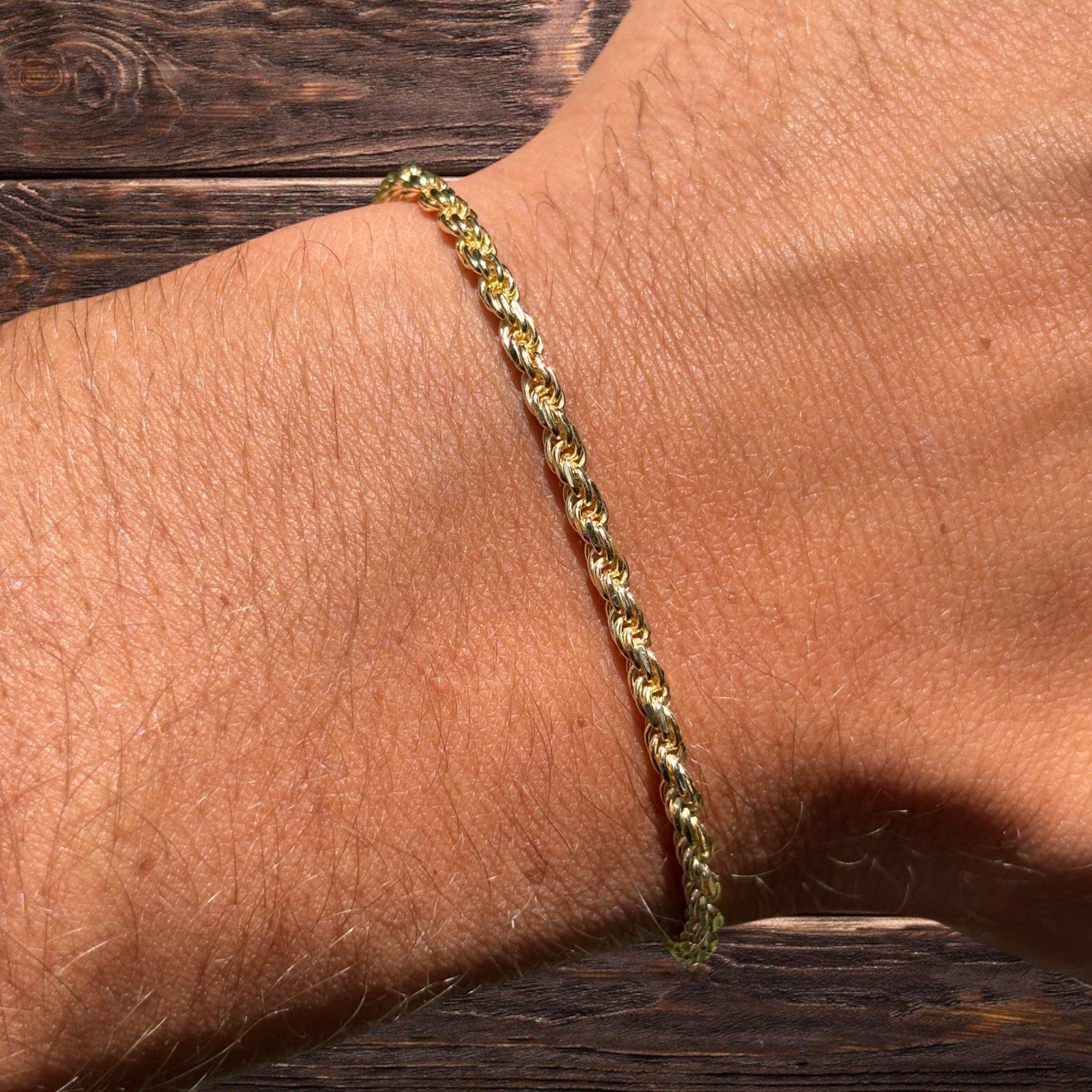 925 Sterling Silver 3mm Diamond Cut Rope Bracelet