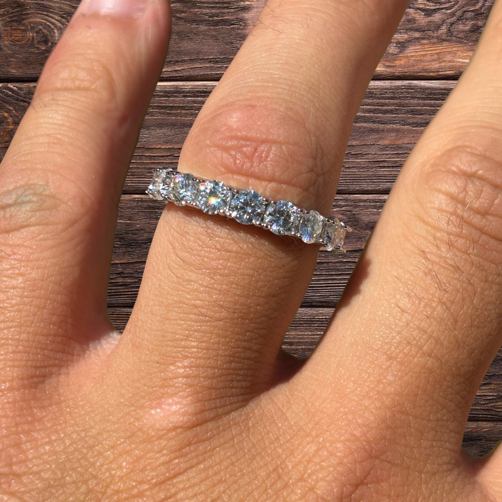 925 Sterling Silver 4mm Moissanite Wedding Band Eternity Ring