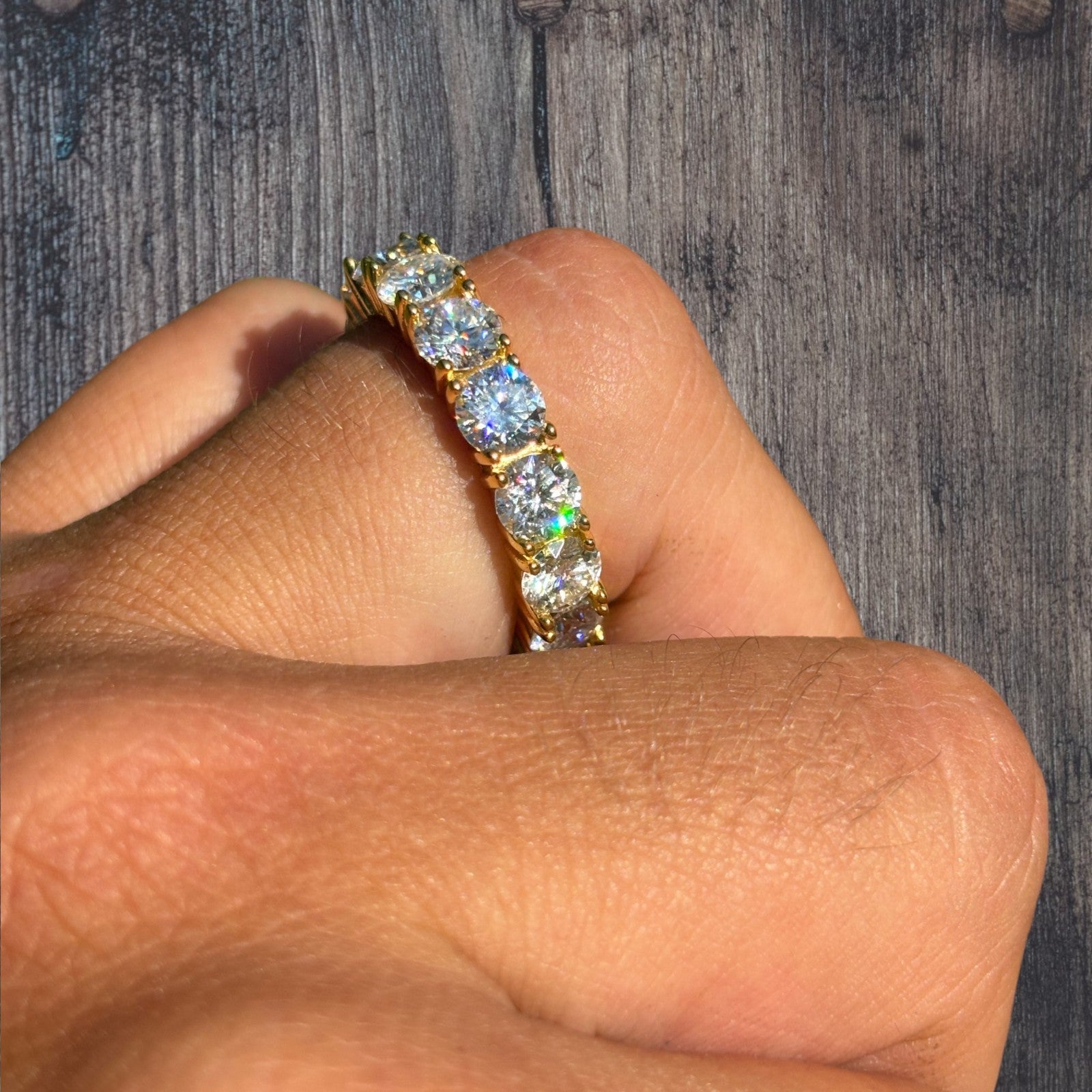 925 Sterling Silver 5mm Moissanite Wedding Band Eternity Ring