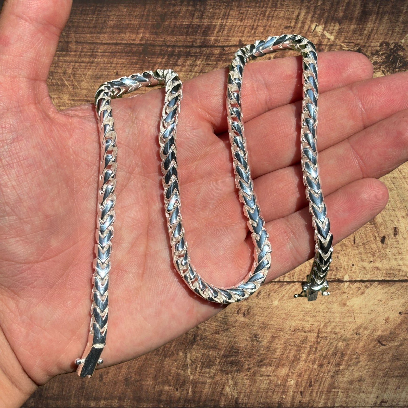 925 Sterling Silver 6mm Rounded Franco Chain Necklace