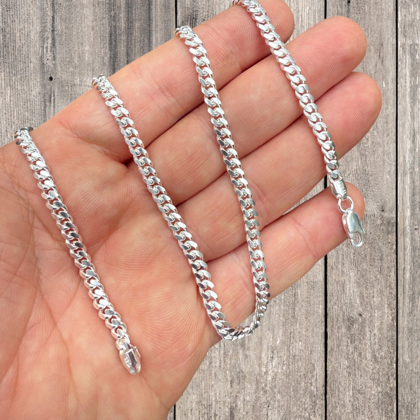 925 Sterling Silver 4mm Miami Cuban Chain Necklace