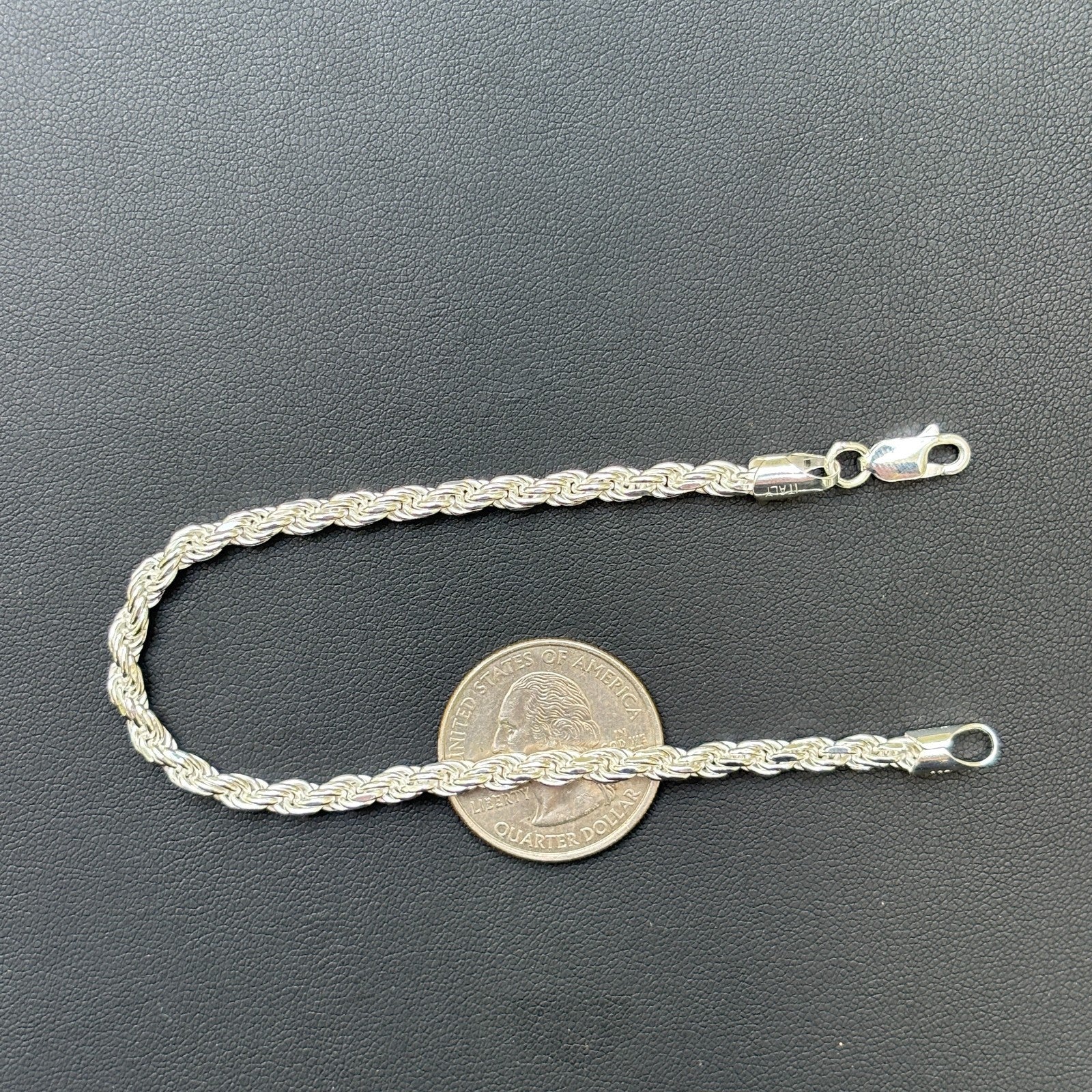 925 Sterling Silver 4mm Diamond Cut Rope Bracelet