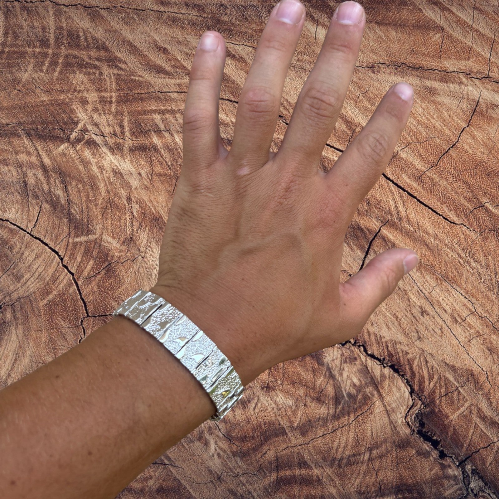 925 Sterling Silver 16mm Custom Nugget Link Bracelet