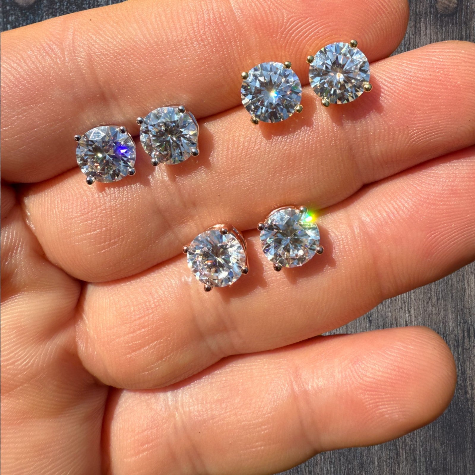 925 Sterling Silver 8mm Moissanite Earrings 4ct TW Studs