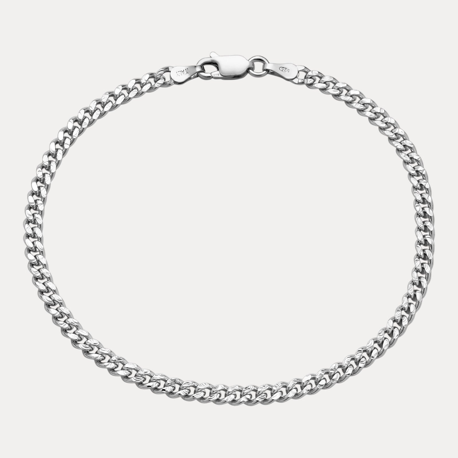 925 Sterling Silver 3mm Diamond Cut Miami Cuban Bracelet