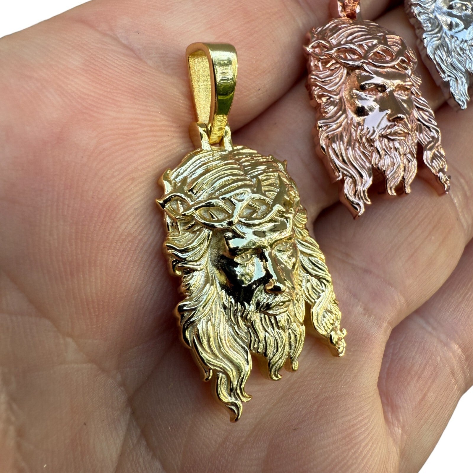 925 Sterling Silver Classic Jesus Piece Pendant - Small