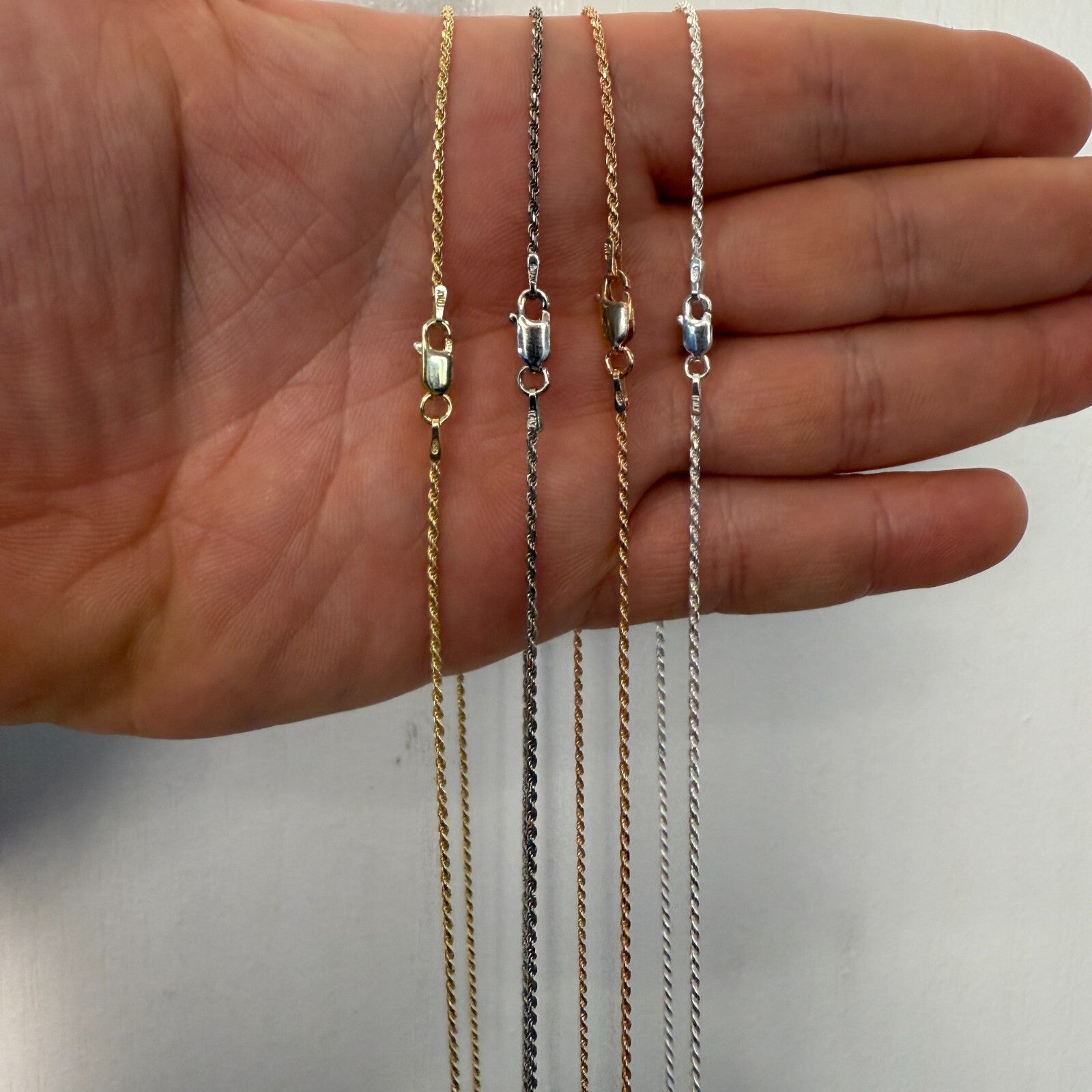 925 Sterling Silver 1.5mm Diamond Cut Rope Chain Necklace