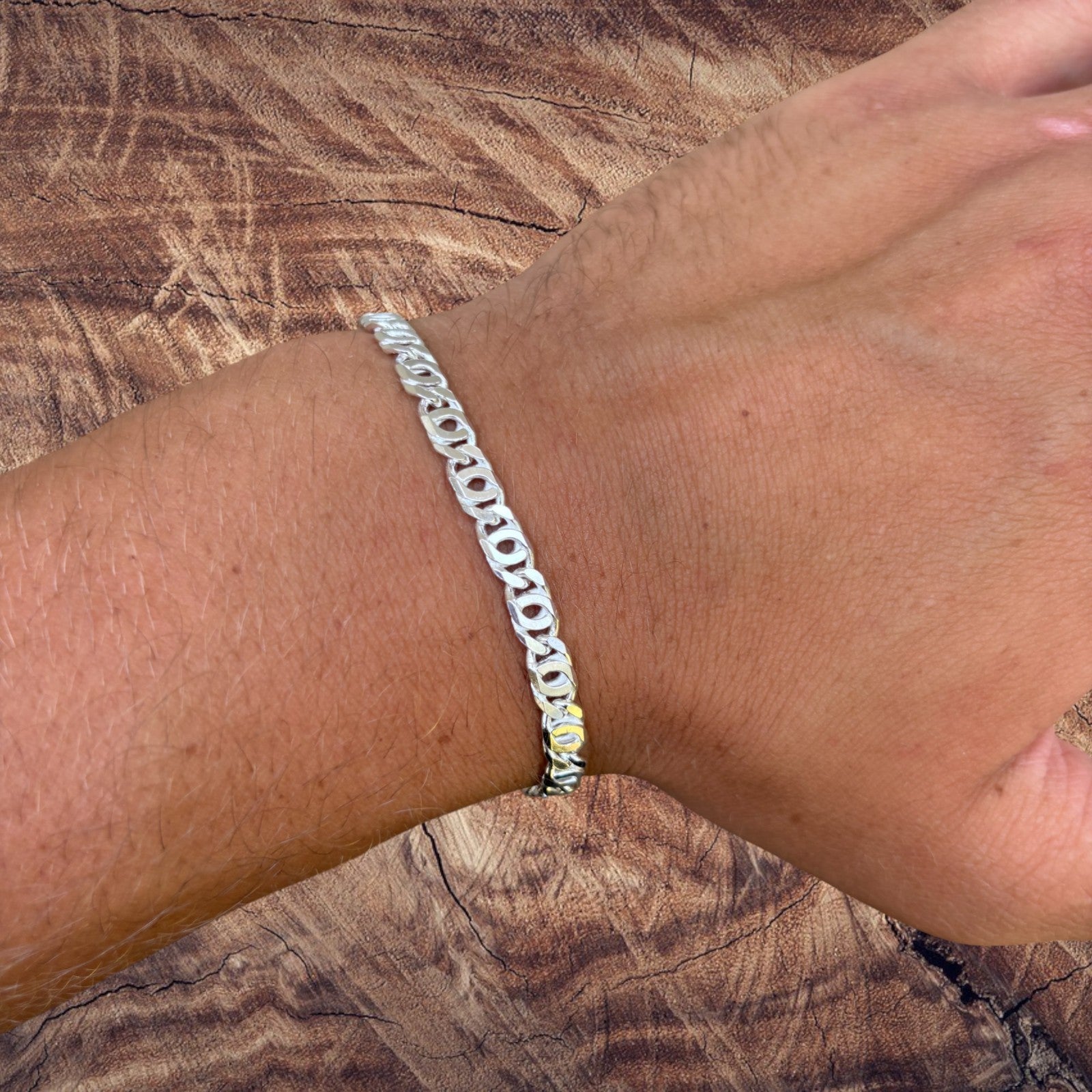 925 Sterling Silver 5.5mm Tiger Eye Bracelet