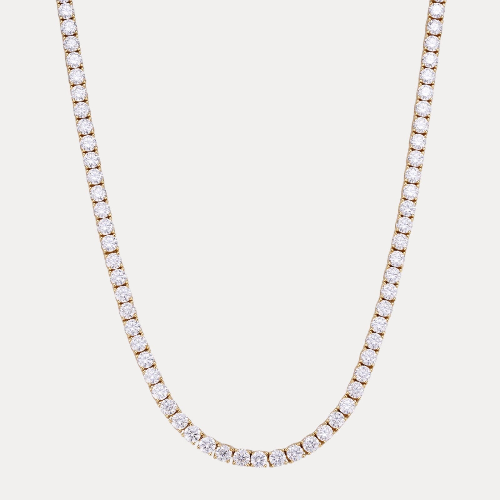 925 Sterling Silver 3mm Tennis Chain Necklace - CZ Or Moissanite