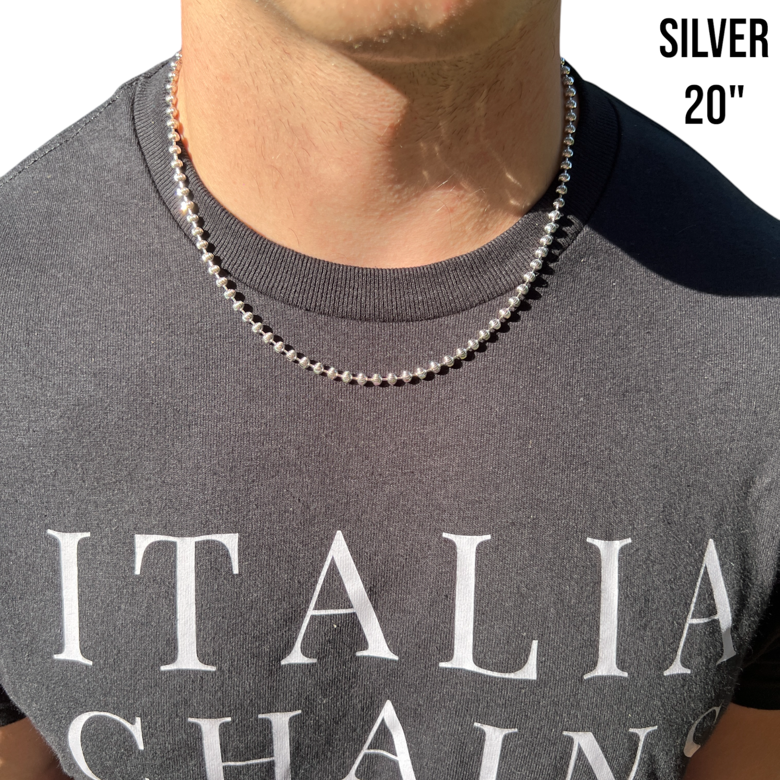 925 Sterling Silver 4mm Bead Chain Necklace