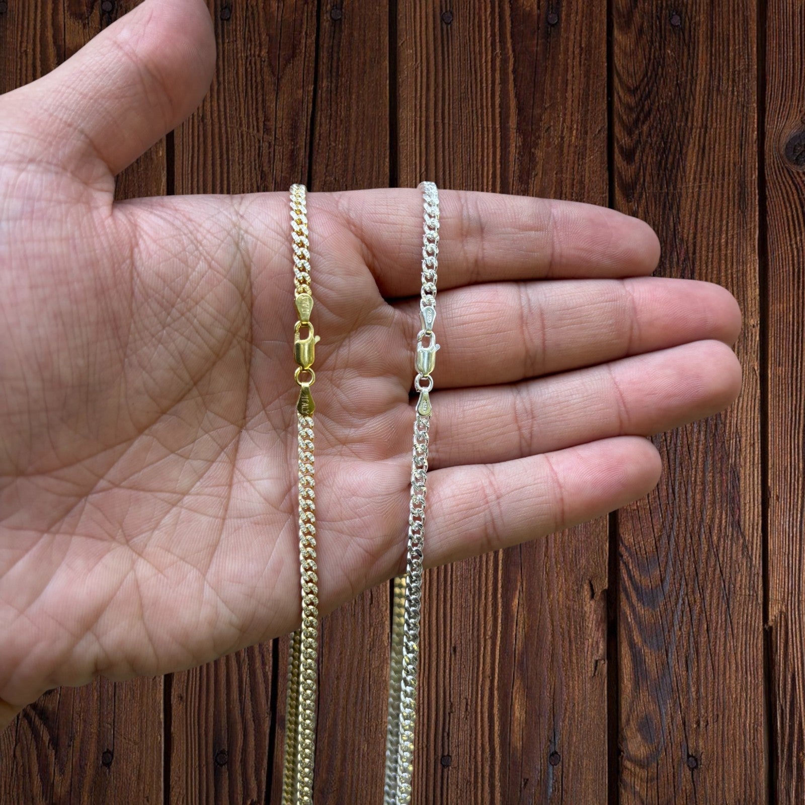 925 Sterling Silver 3mm Diamond Cut Miami Cuban Chain Necklace