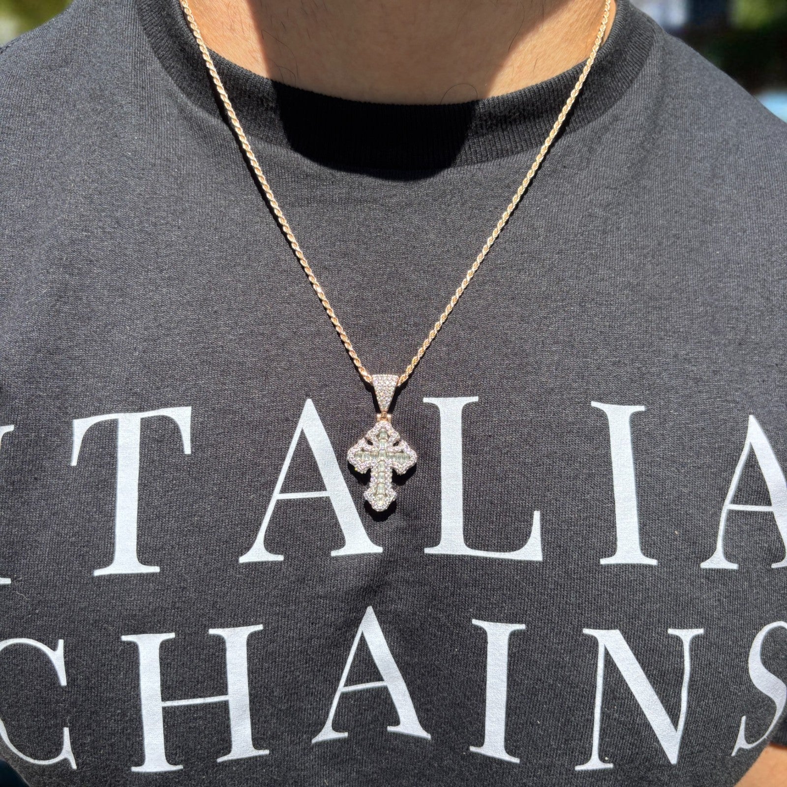 925 Sterling Silver Gothic Cross With Moissanite - Small