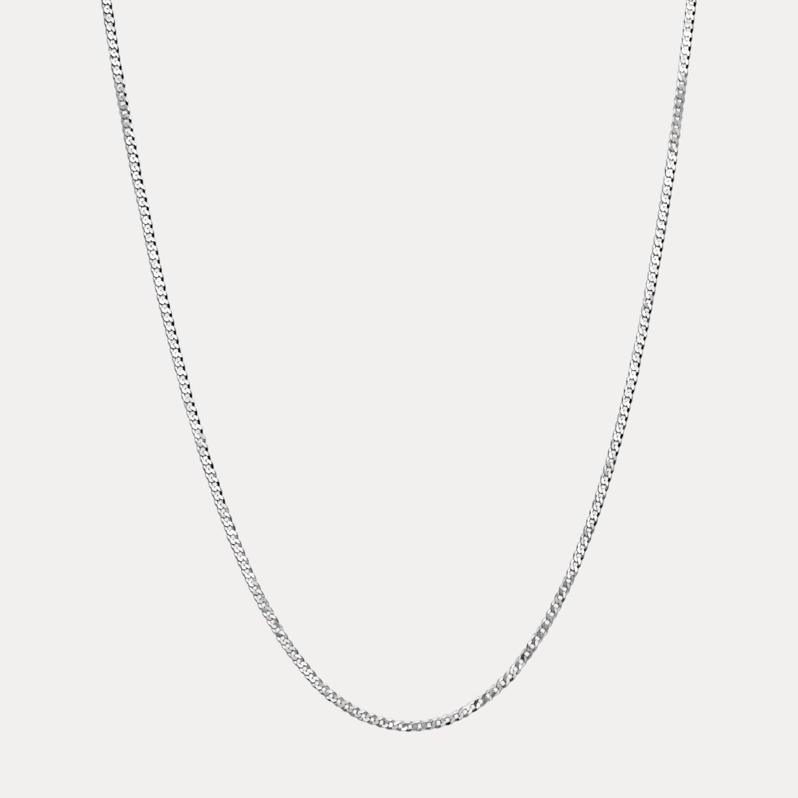 925 Sterling Silver 3mm Flat Curb Cuban Chain Necklace