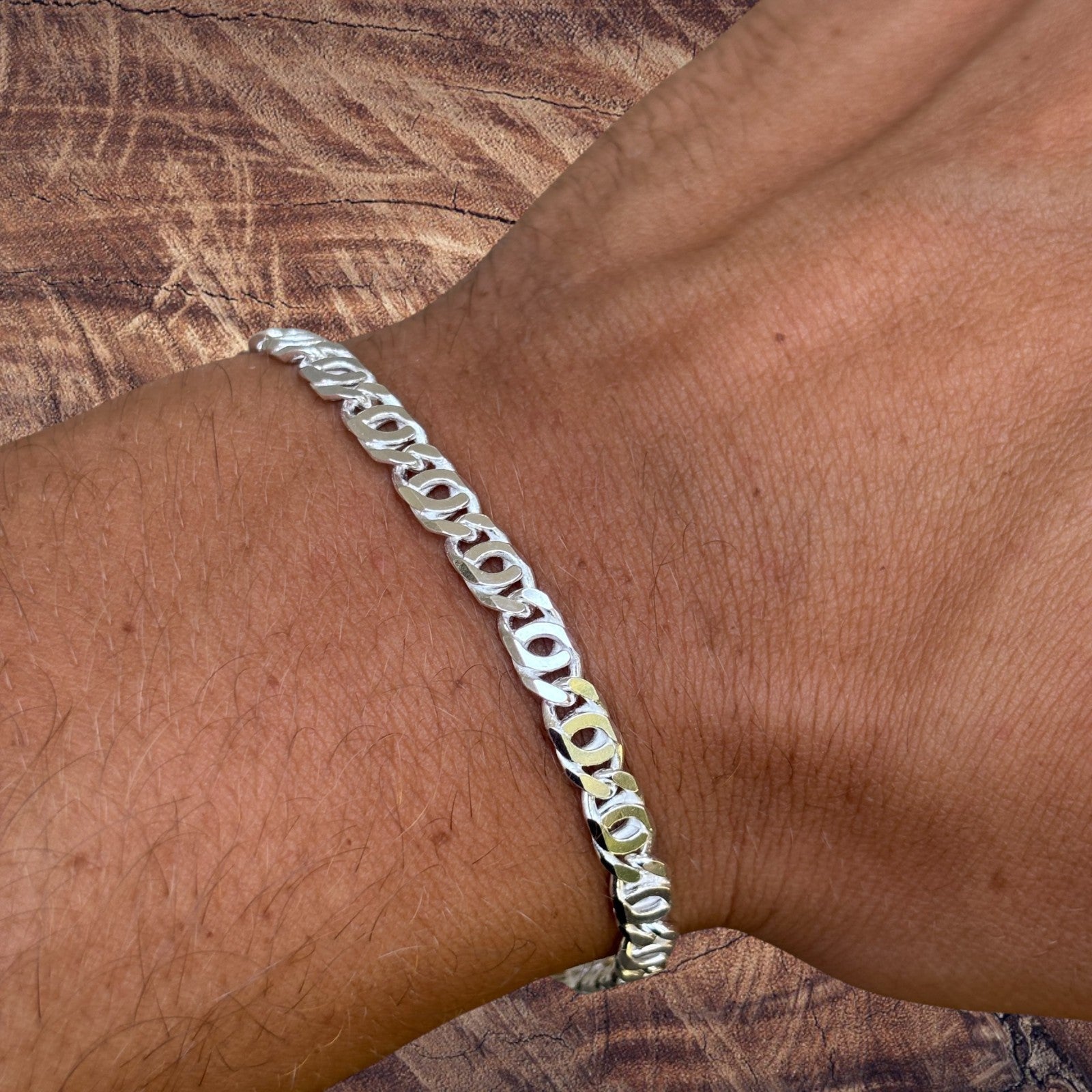 925 Sterling Silver 5.5mm Tiger Eye Bracelet