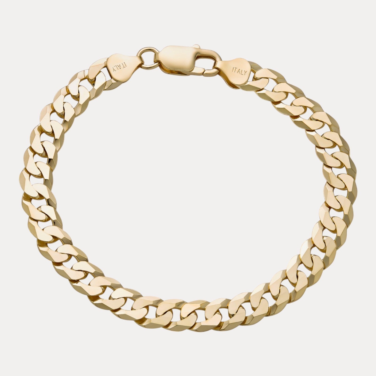 925 Sterling Silver 8mm Flat Curb Bracelet