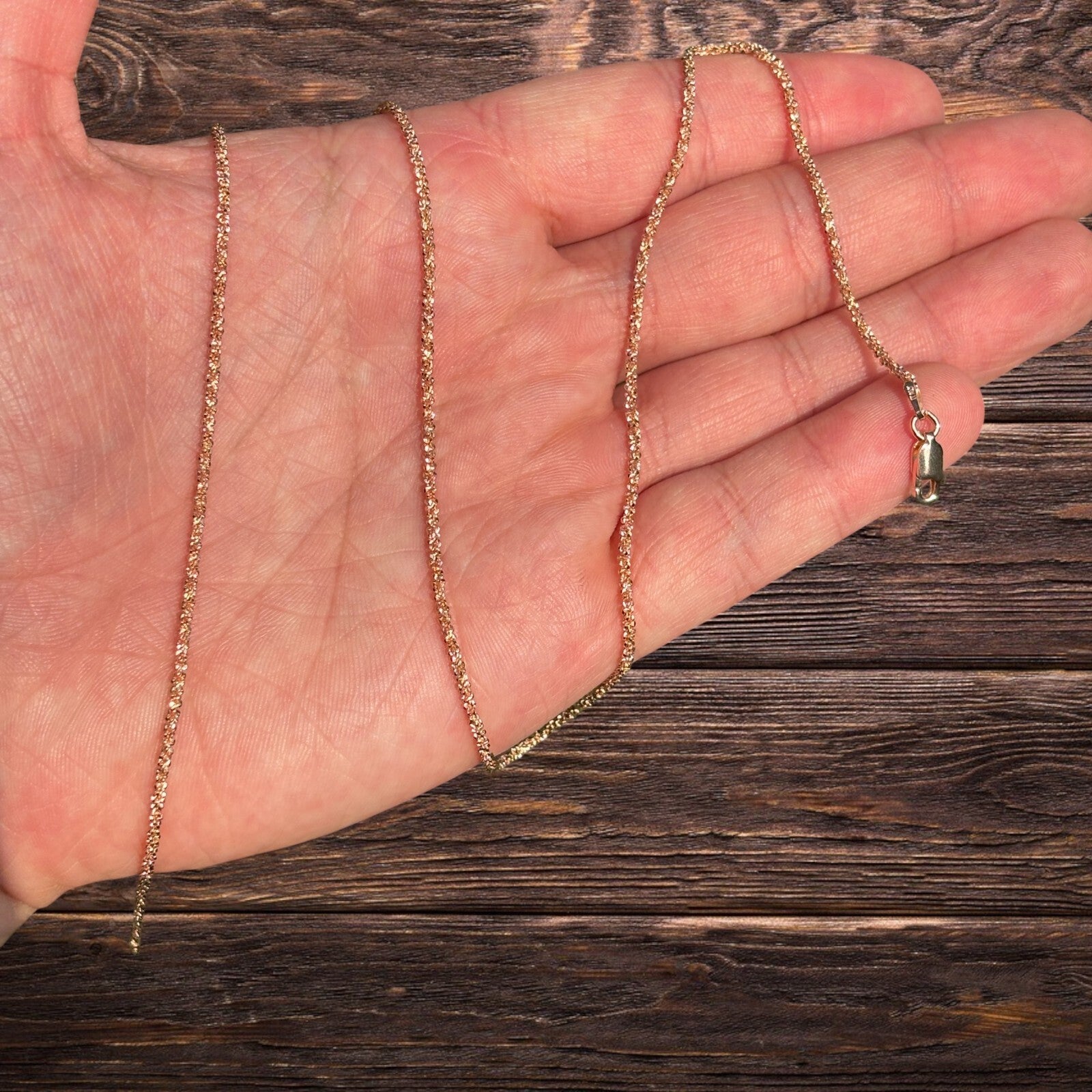 925 Sterling Silver 2mm Sparkle Rock Chain Necklace