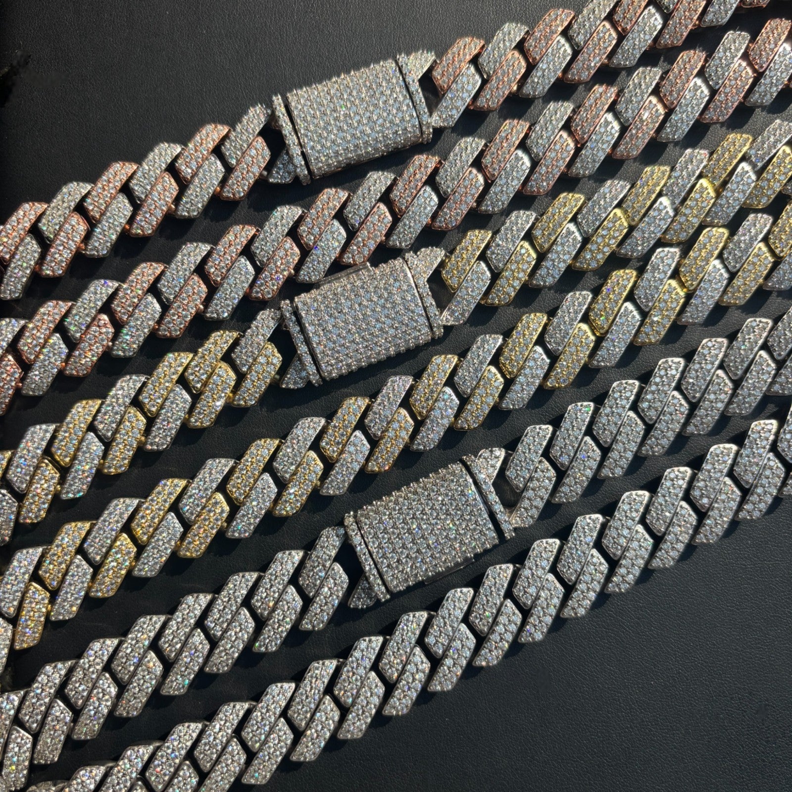 925 Sterling Silver 20mm Moissanite Miami Cuban Prong Chain Necklace