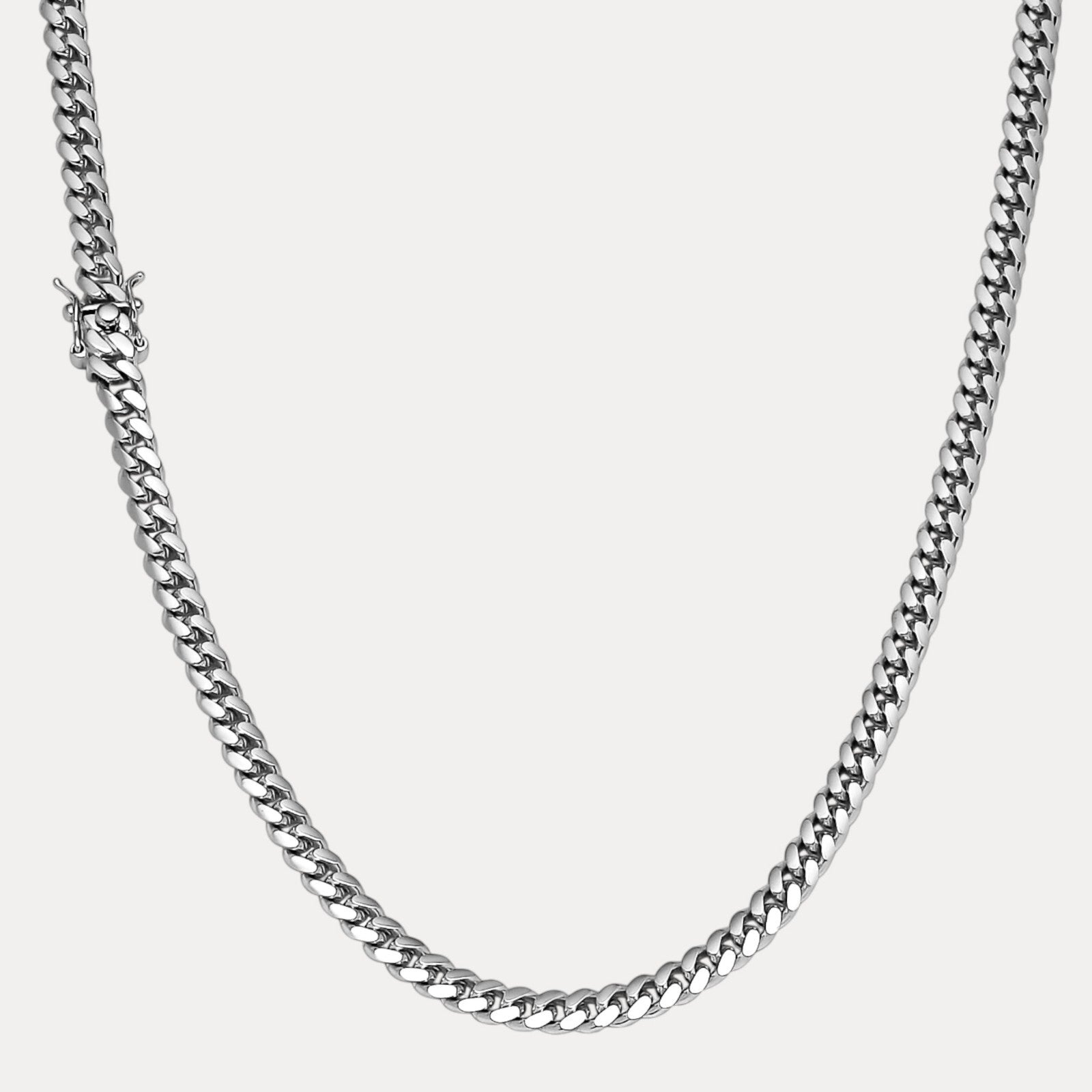 925 Sterling Silver 6mm Miami Cuban W. Box Clasp Chain Necklace