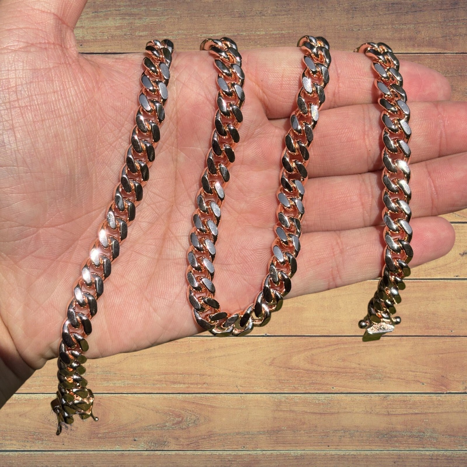 925 Sterling Silver 8mm Miami Cuban W. Box Clasp Chain Necklace