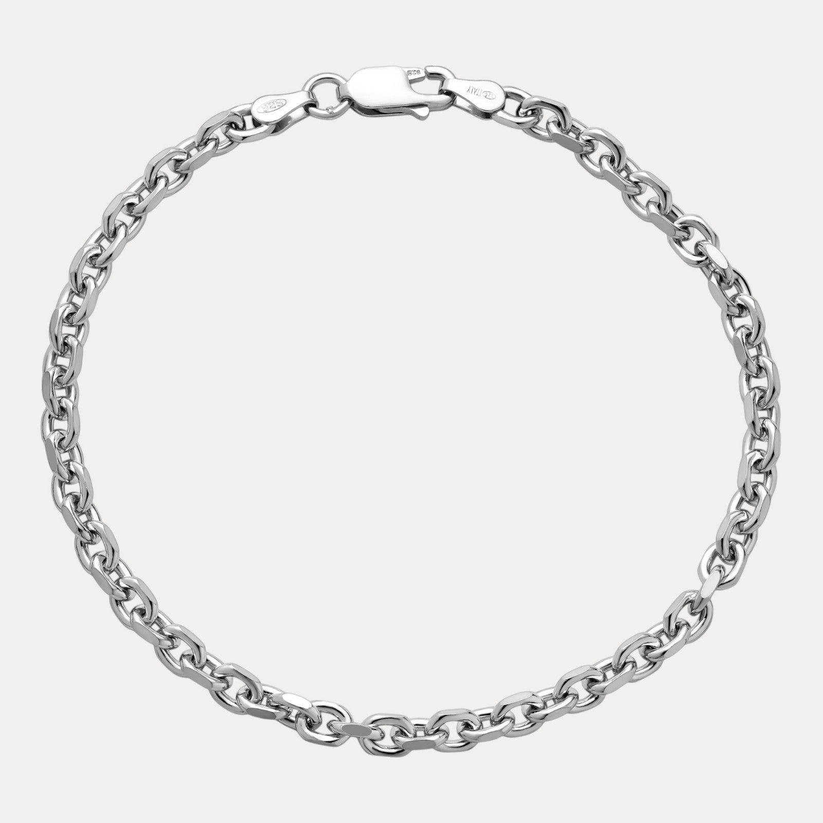 925 Sterling Silver 4mm Anchor Cable Bracelet