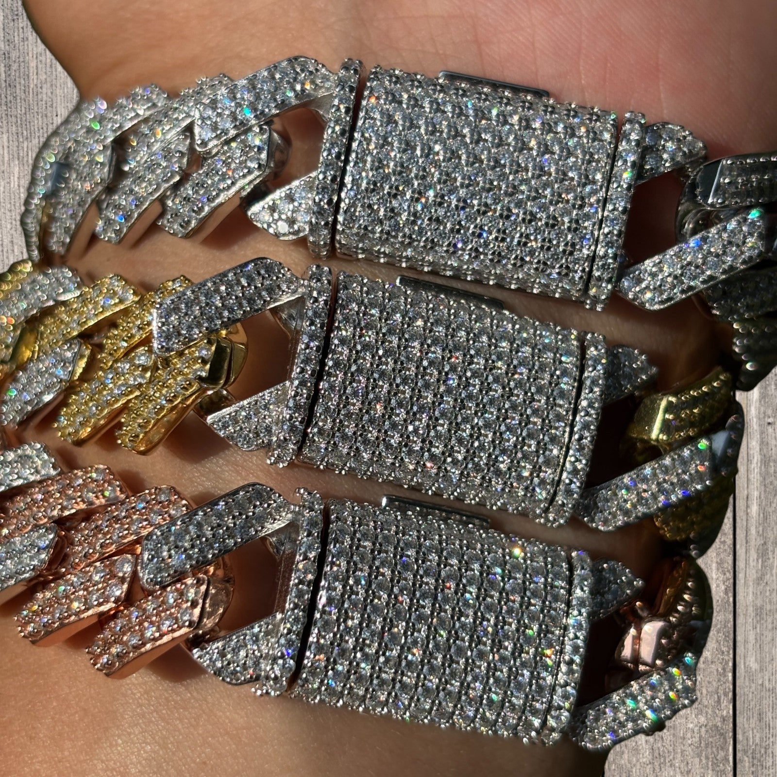 925 Sterling Silver 16mm Moissanite Cuban Prong Bracelet